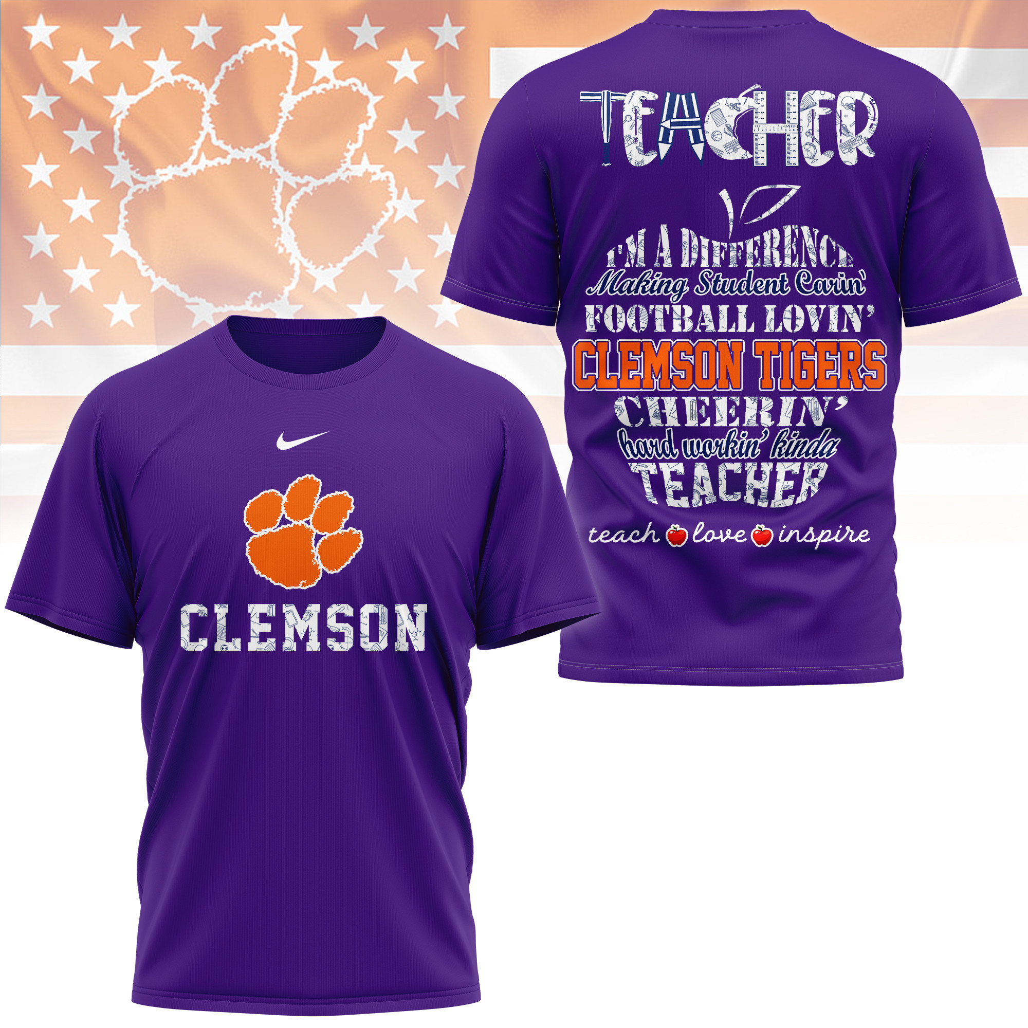 Clemson Tigers | Premium Teacher Pride 3D Shirt TTH2105261 - Image 4