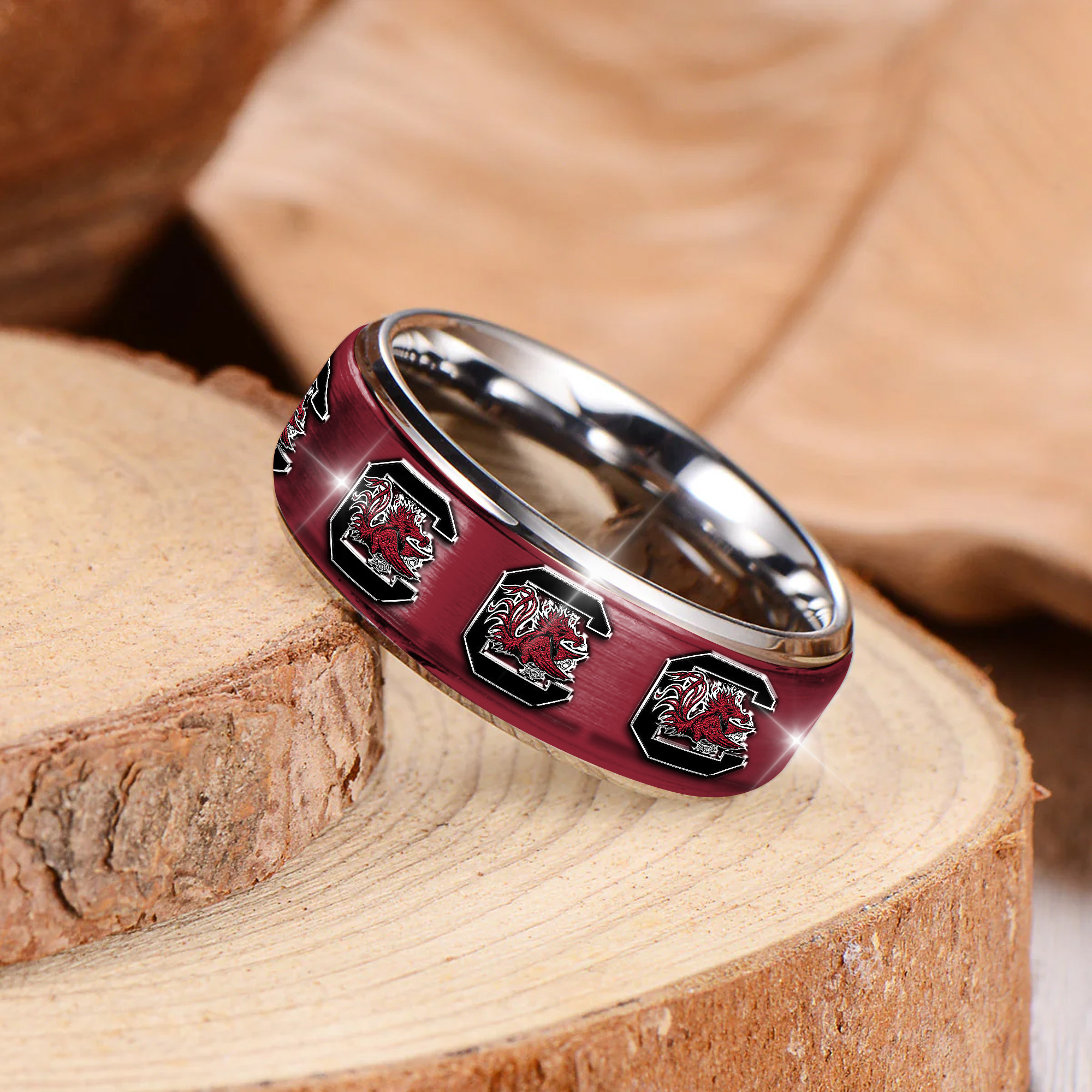South Carolina Gamecocks | Premium Silver Tungsten Ring TTH210589 - Image 2
