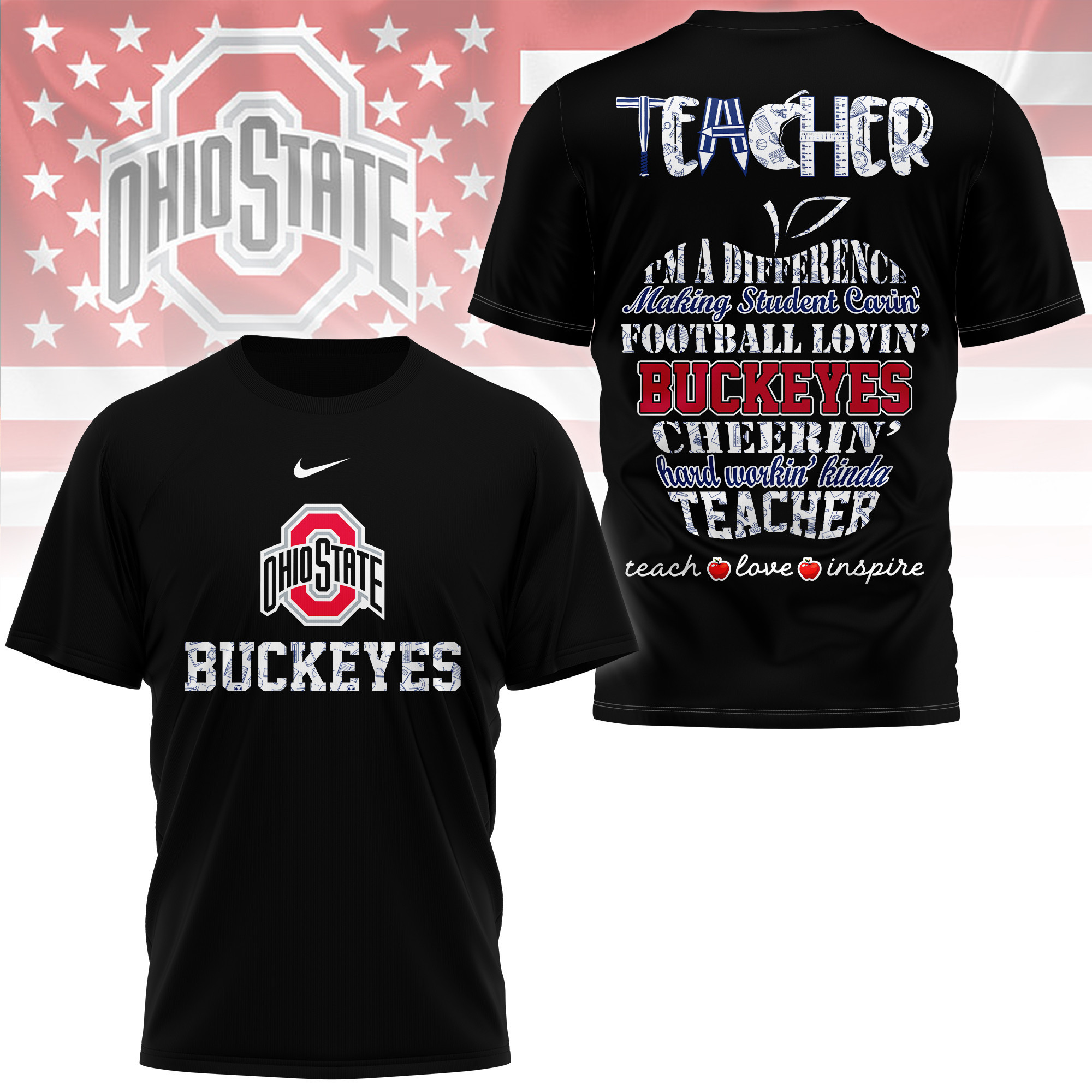 Ohio State Buckeyes | Premium Teacher Pride 3D Shirt TTH2105261 - Image 2