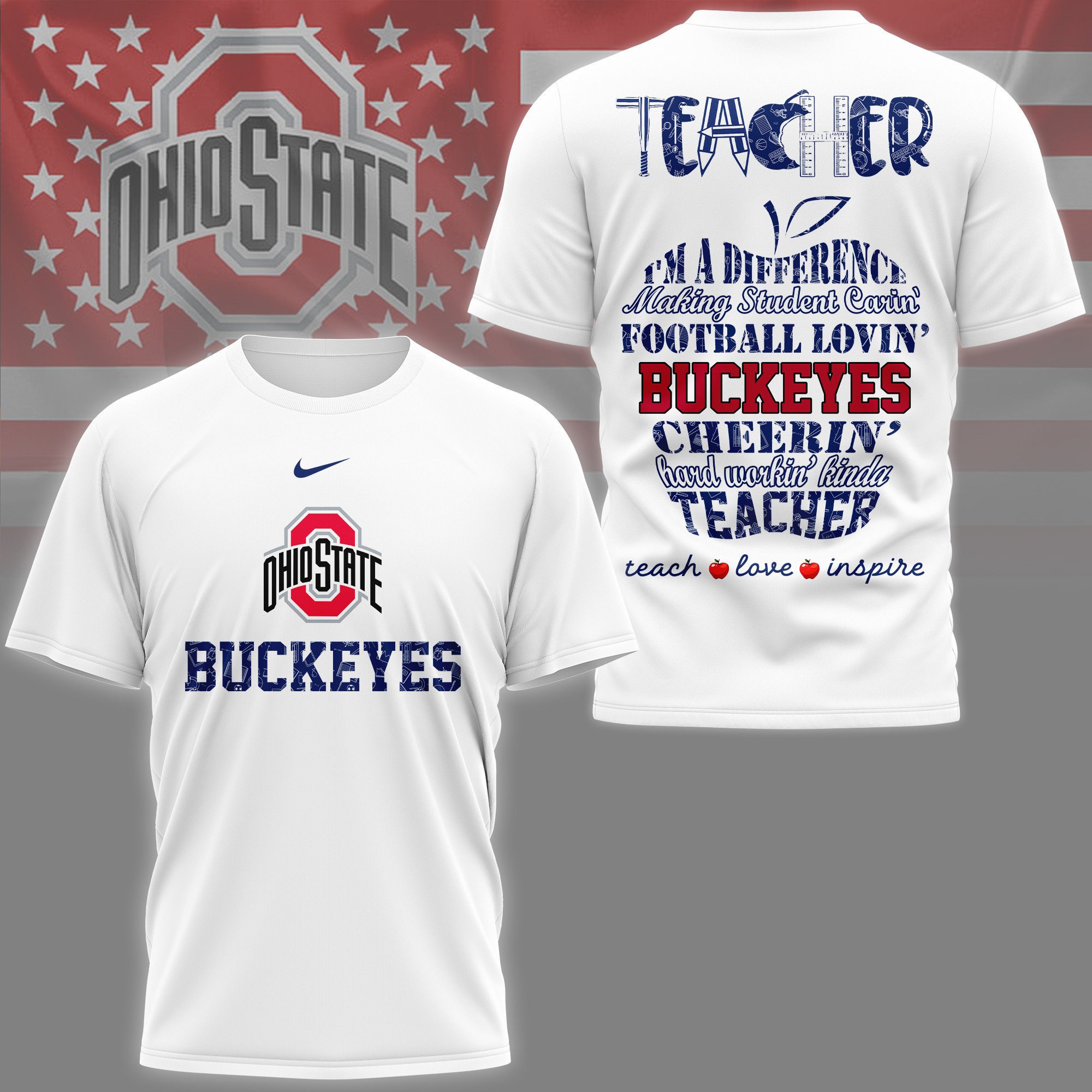 Ohio State Buckeyes | Premium Teacher Pride 3D Shirt TTH2105261