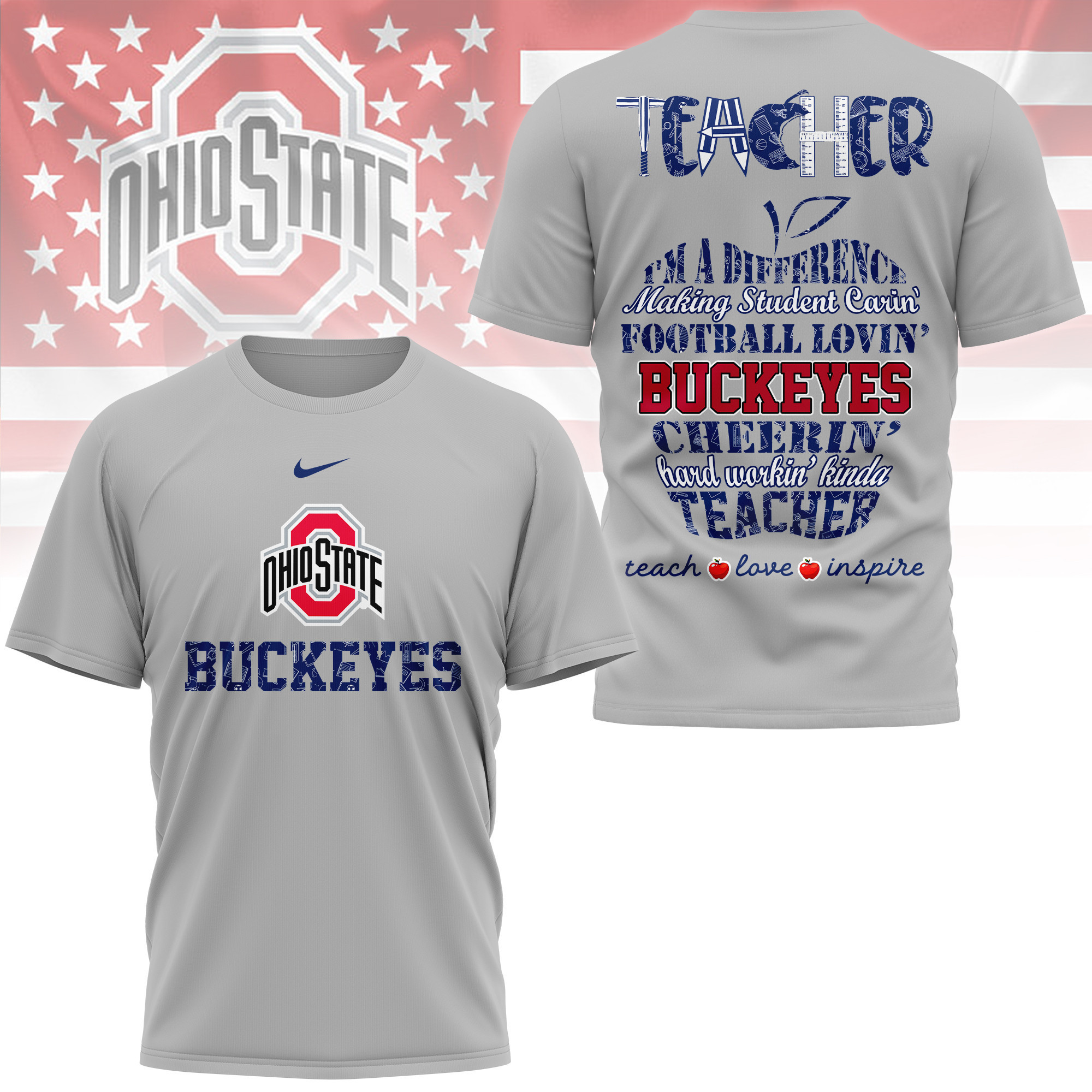 Ohio State Buckeyes | Premium Teacher Pride 3D Shirt TTH2105261 - Image 3