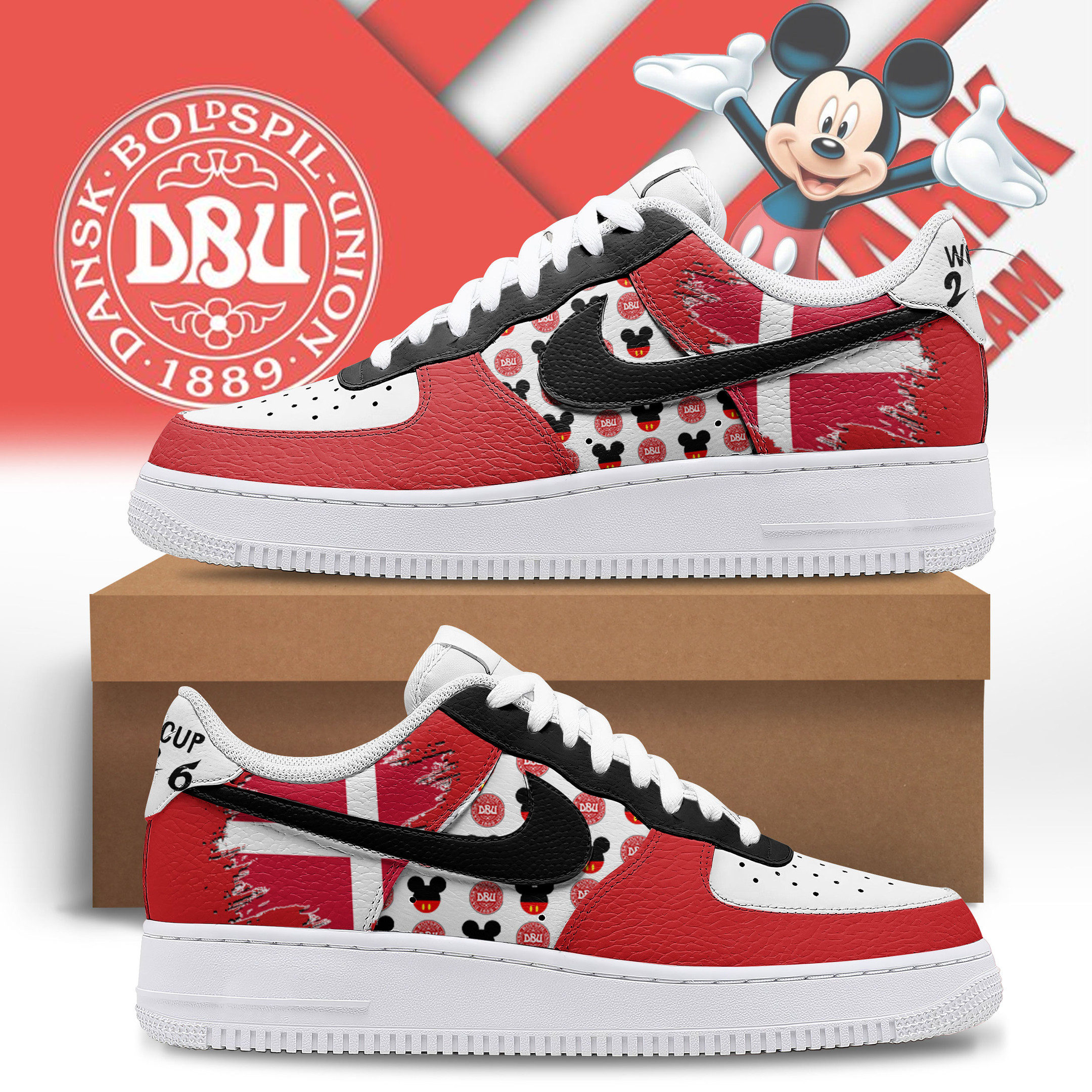 Denmark – Premium World Cup Legacy AF1 Shoes – Limited Edition TTH190510 - Image 2