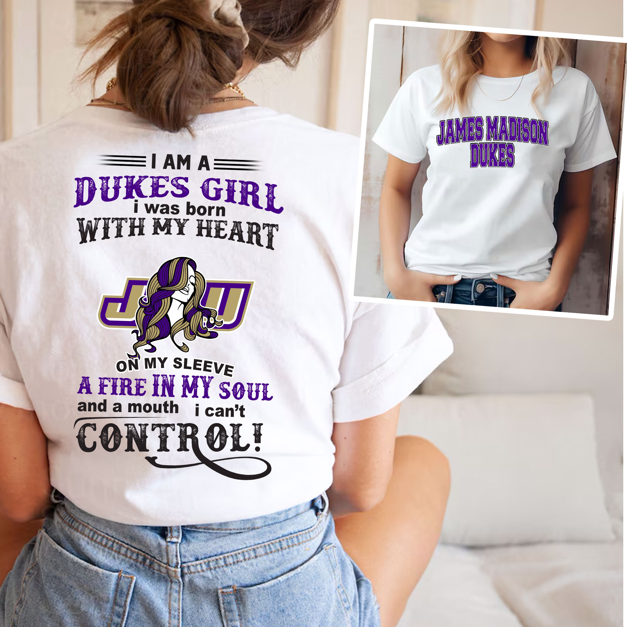 James Madison Dukes | Premium NCAA Girl Fan 3D Shirt TTH2105211 - Image 2