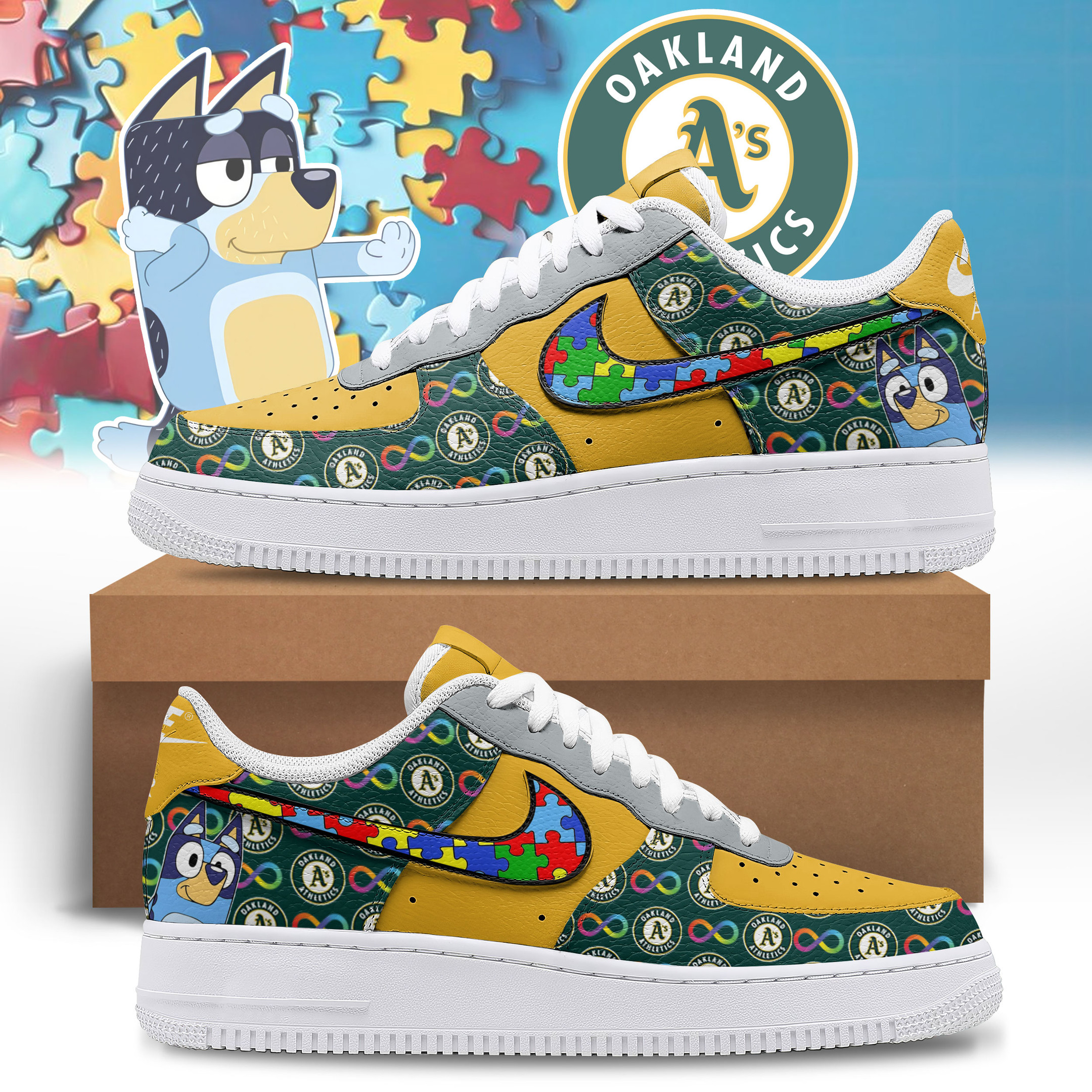 Oakland Athletics – Premium MLB Everyone Plays AF1 Shoes – Limited Edition TTH190513 - Image 2