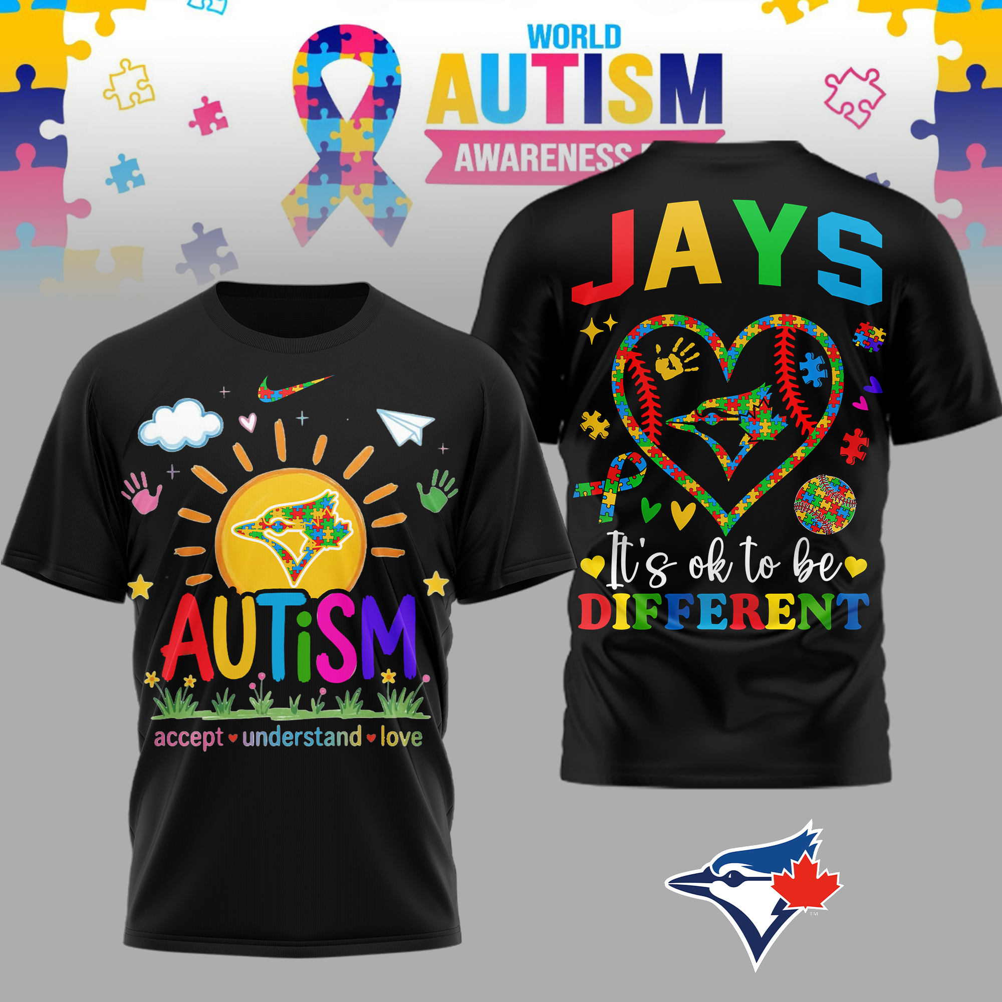 Toronto Blue Jays | Premium MLB Autism Acceptance 3D Shirt TTH2105151