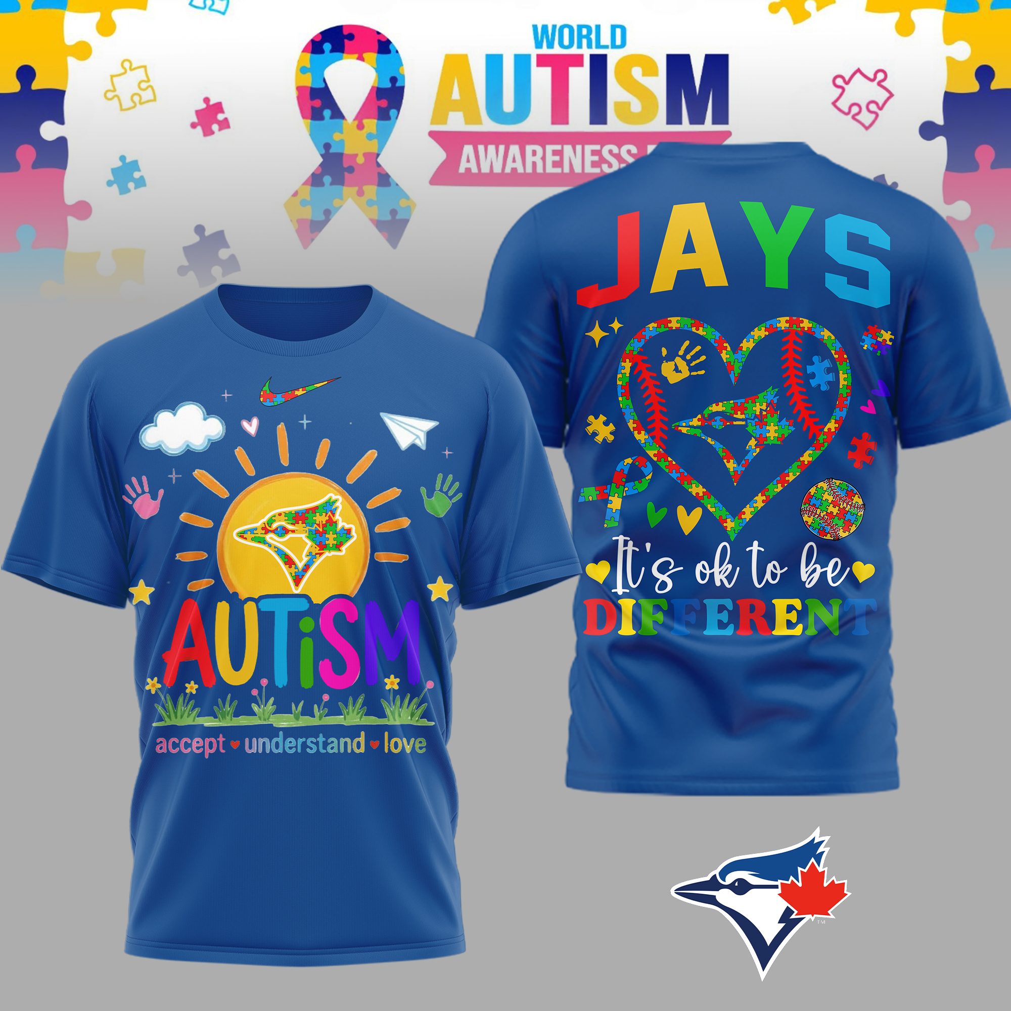 Toronto Blue Jays | Premium MLB Autism Acceptance 3D Shirt TTH2105151 - Image 2