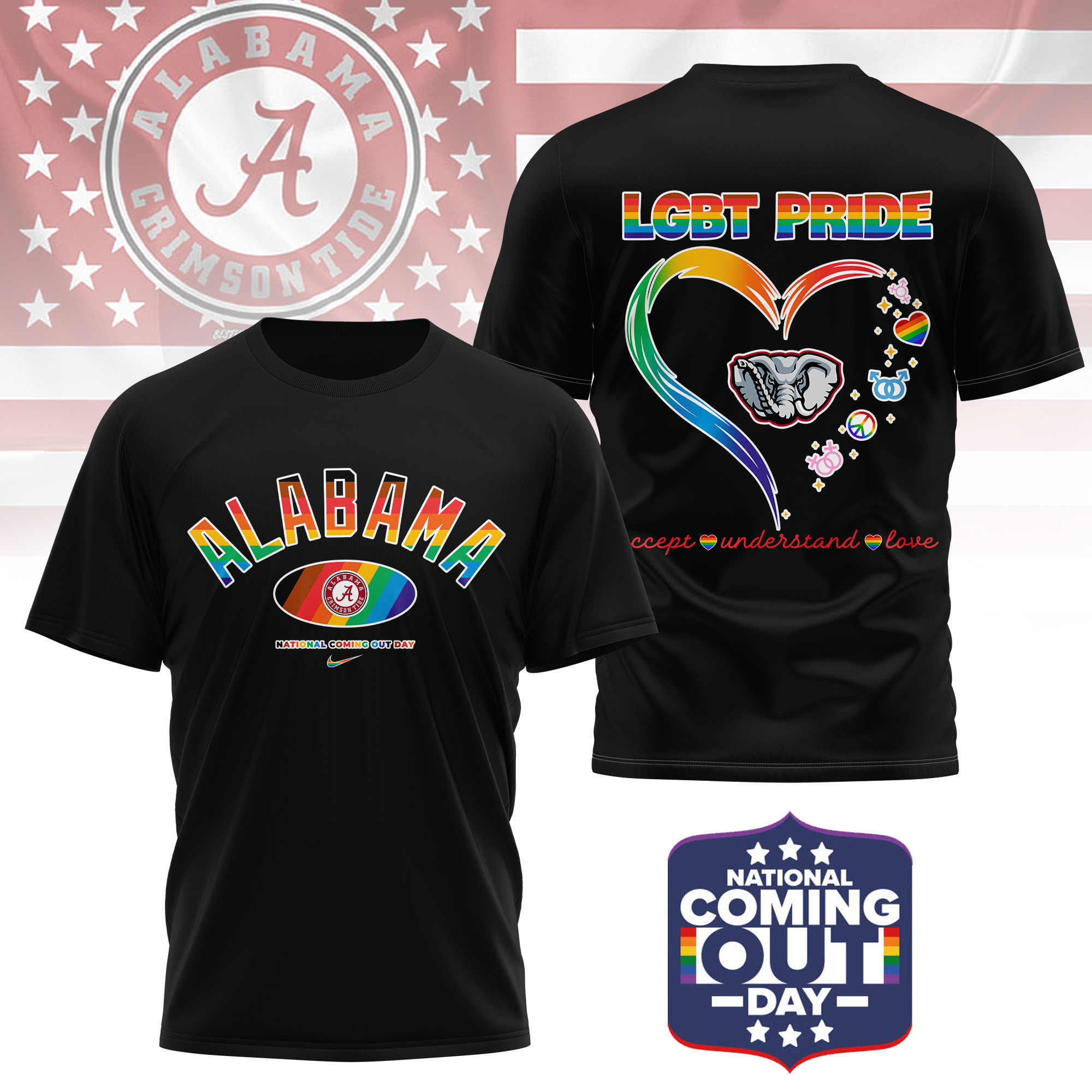 Alabama Crimson Tide | Premium NCAA National Coming Out Day 3D Shirt TTH210592