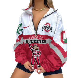 Ohio State Buckeyes | Premium Women’s Printed V-Neck Zipper Sweatshirt Jackets TTH2105117