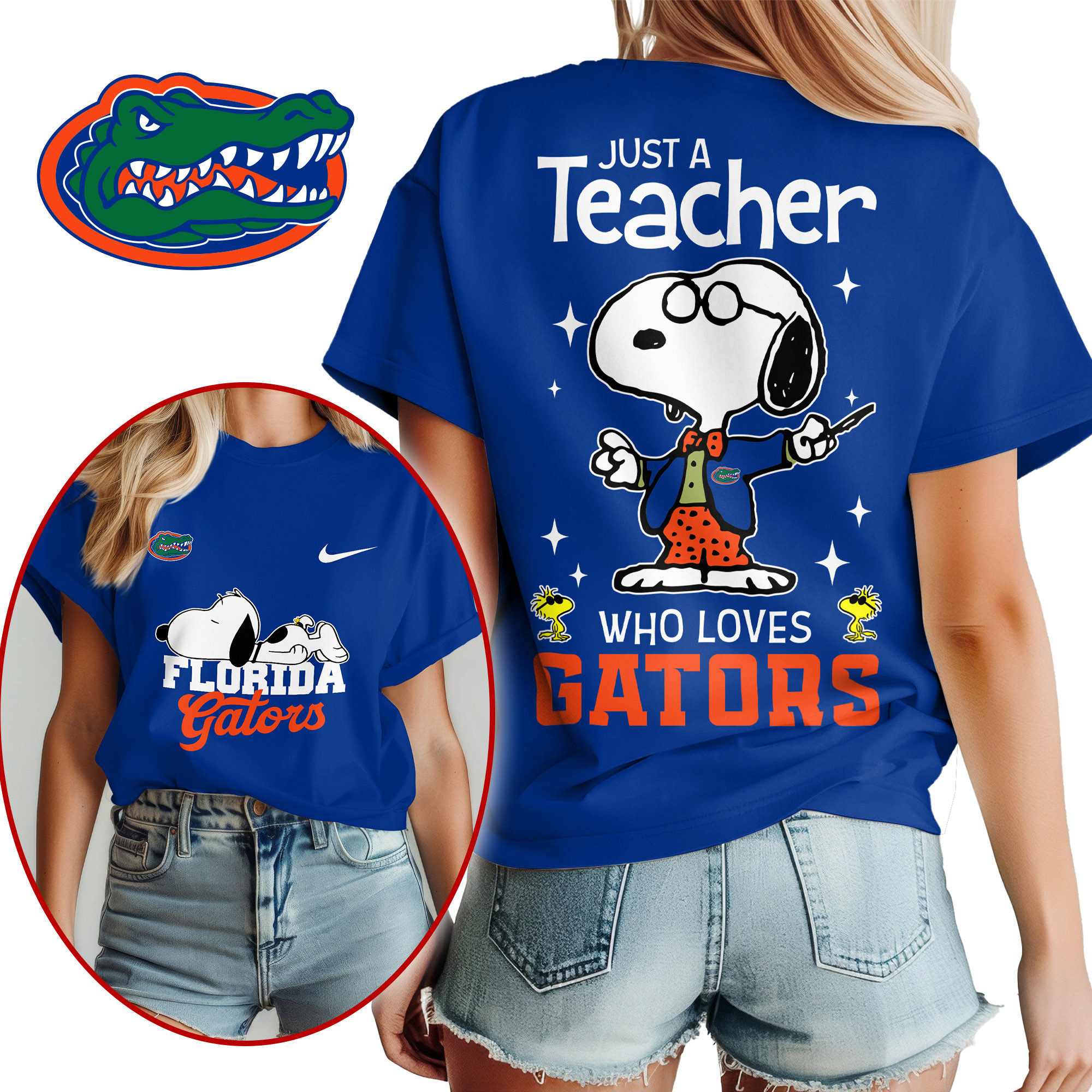 Florida Gators | Premium NCAA Snoopy Teacher Appreciation Women Shirt TTH2105172 - Image 2