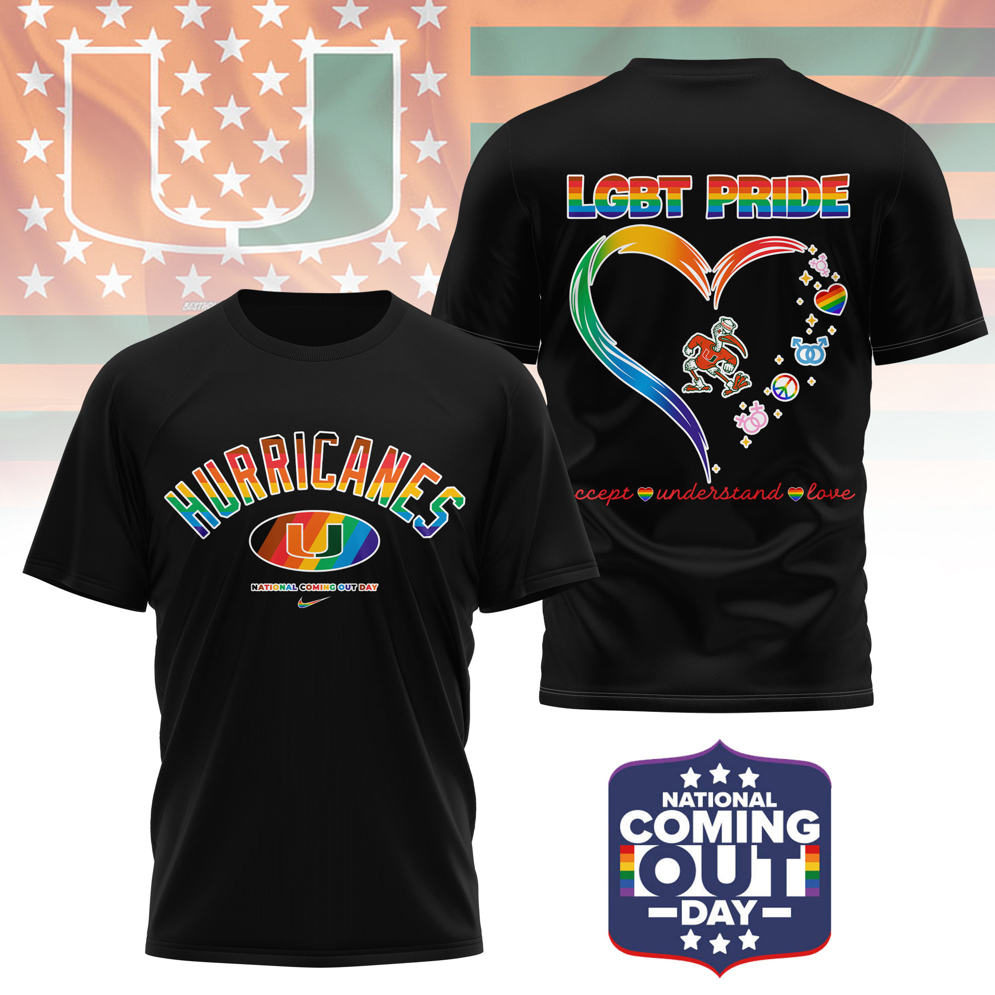 Miami Hurricanes | Premium NCAA National Coming Out Day 3D Shirt TTH210592
