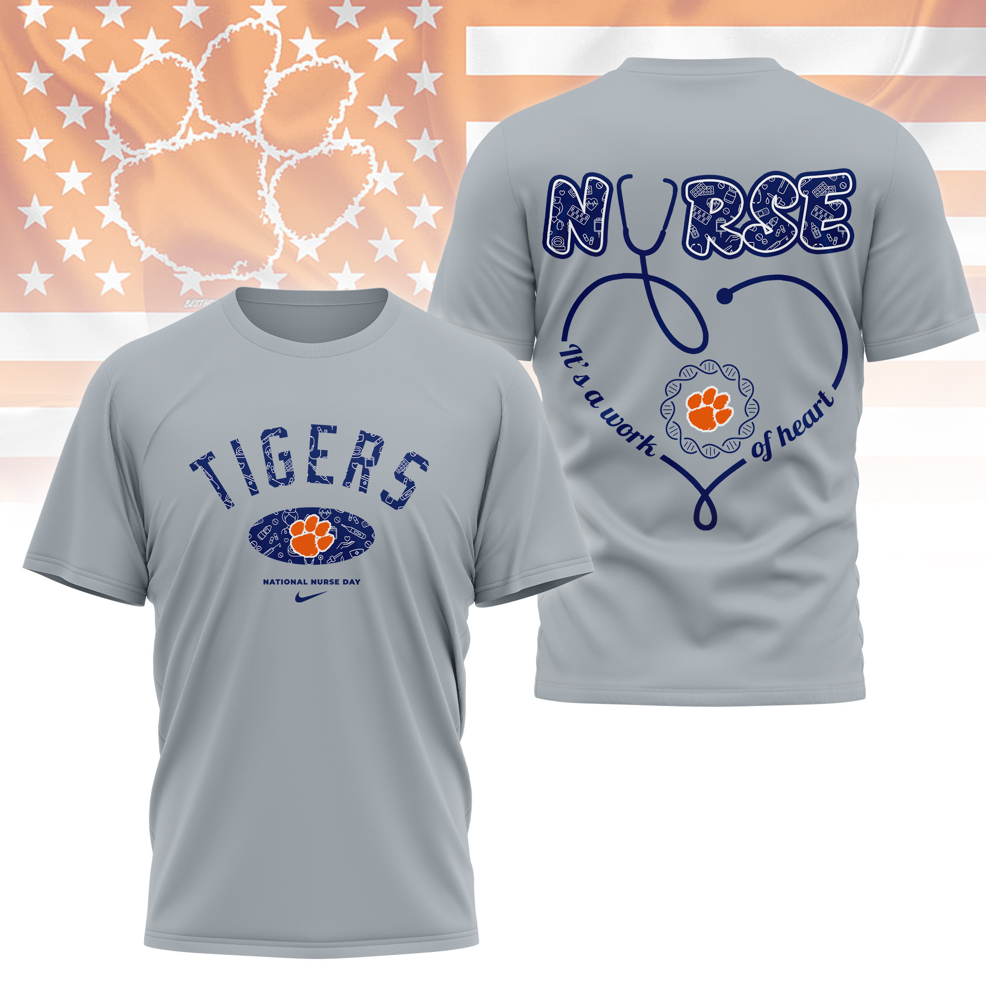 Clemson Tigers | Premium Nurse Appreciation Day 3D Shirt TTH2105135 - Image 2