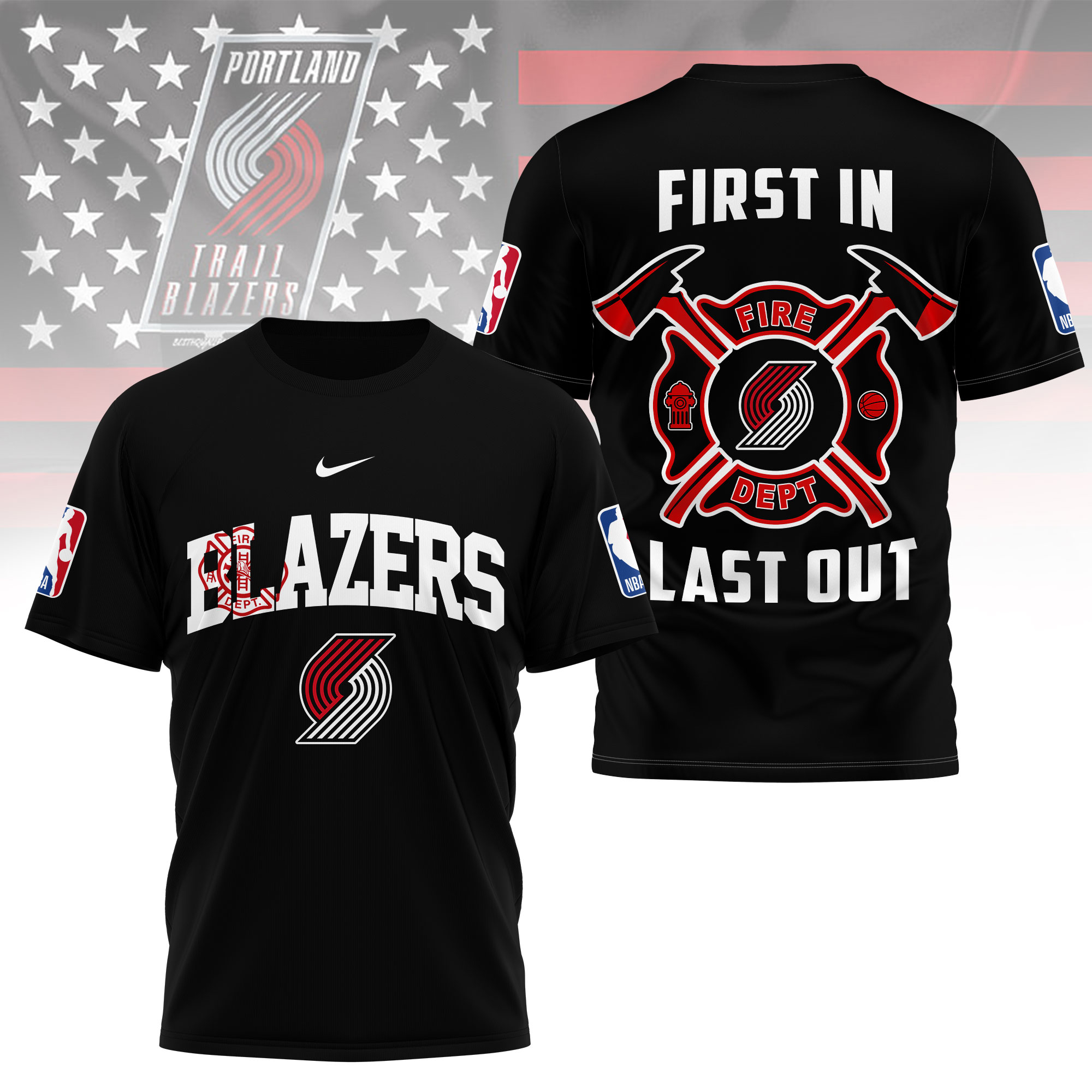 Portland Trail Blazers | Premium NBA Fire Dept 3D Shirt TTH2105112
