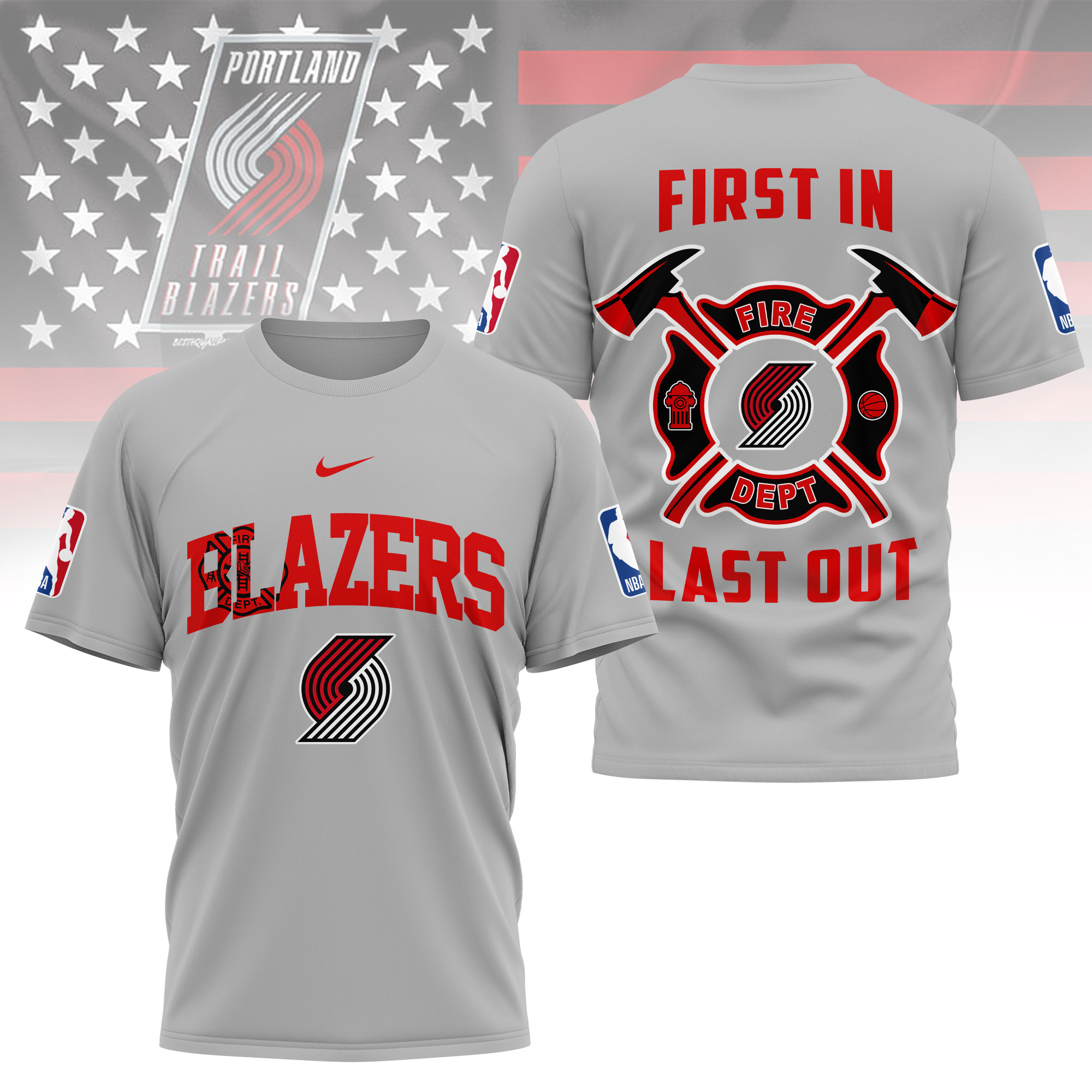 Portland Trail Blazers | Premium NBA Fire Dept 3D Shirt TTH2105112 - Image 2