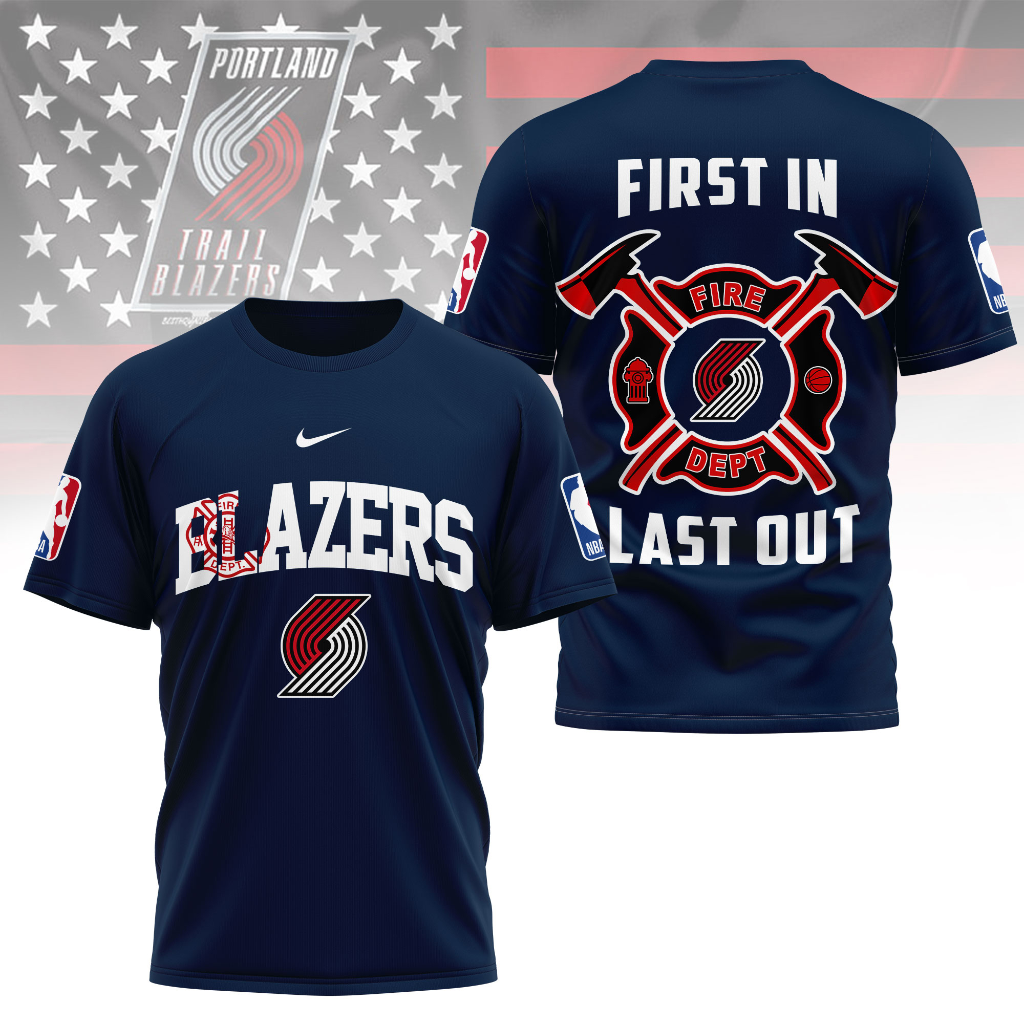 Portland Trail Blazers | Premium NBA Fire Dept 3D Shirt TTH2105112 - Image 3