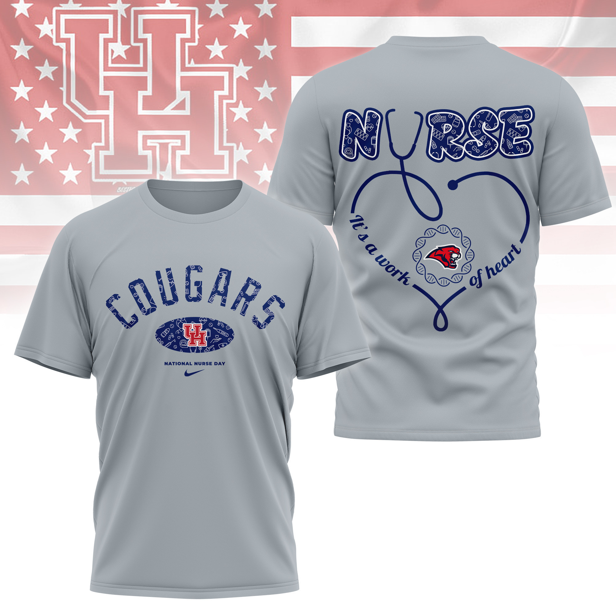 Houston Cougars | Premium Nurse Appreciation Day 3D Shirt TTH2105135 - Image 2