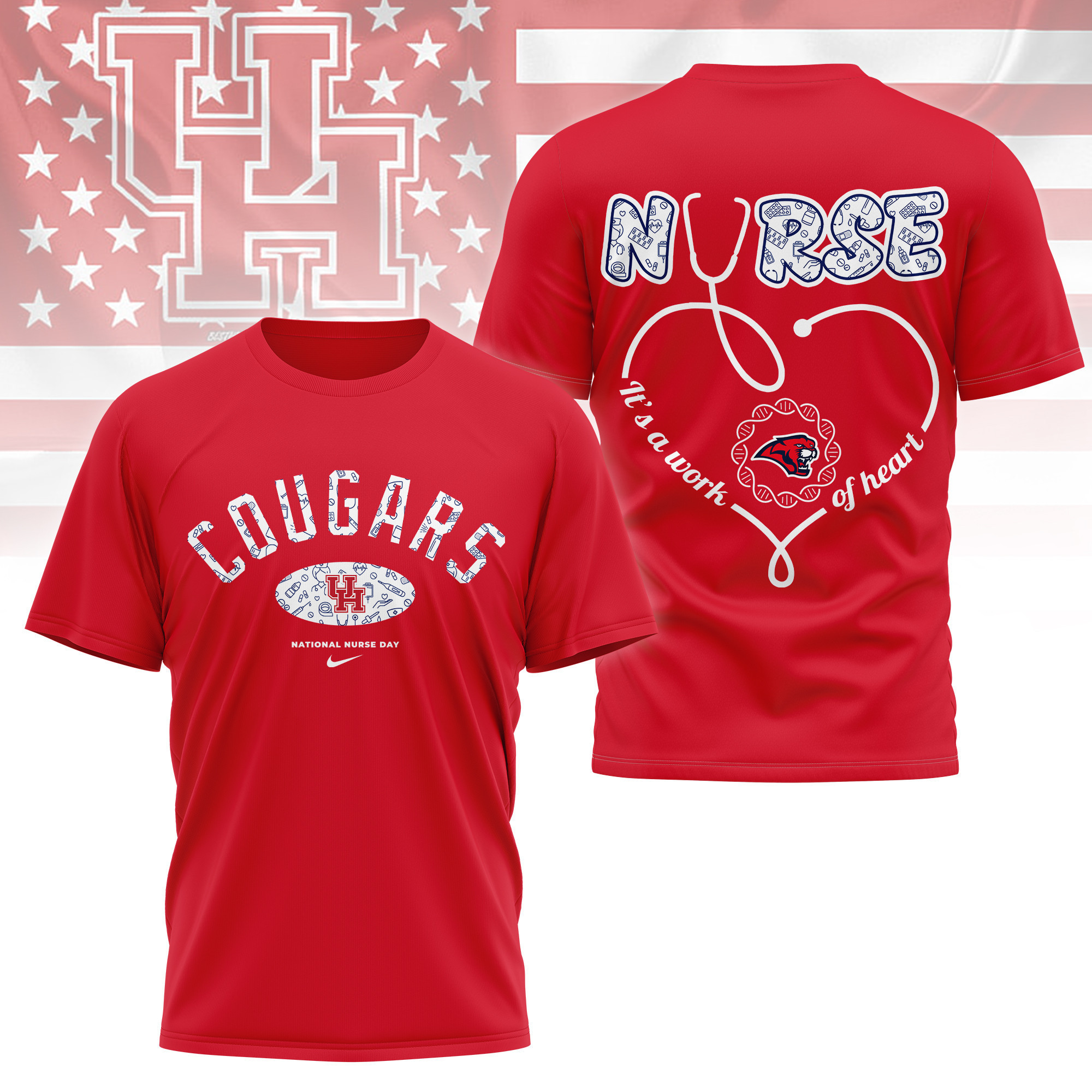 Houston Cougars | Premium Nurse Appreciation Day 3D Shirt TTH2105135 - Image 4