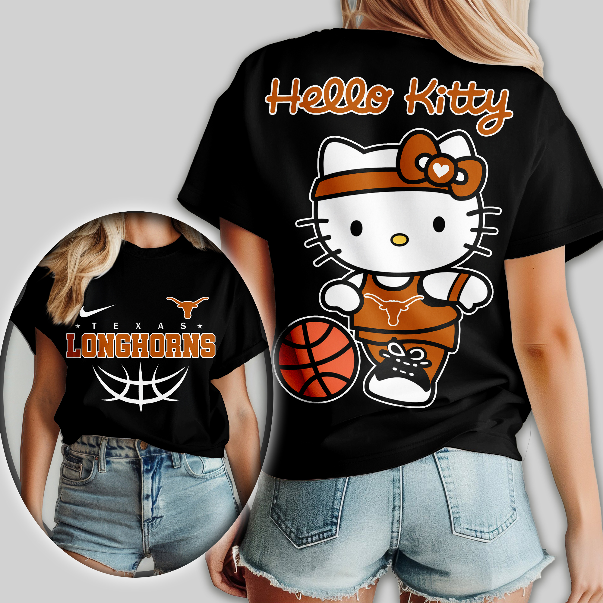 Texas Longhorns | Premium NCAA Hello Kitty Basketball Women Shirt TTH2105119