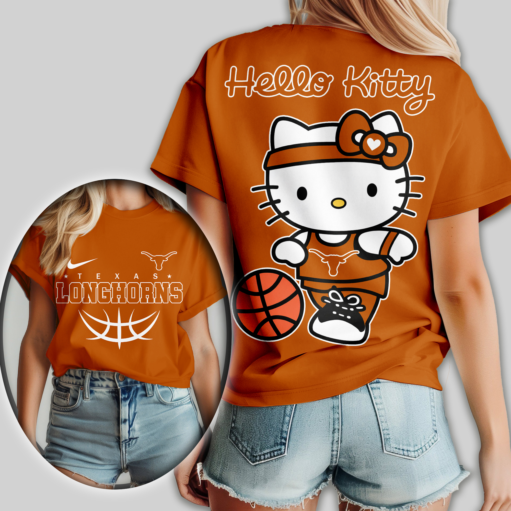 Texas Longhorns | Premium NCAA Hello Kitty Basketball Women Shirt TTH2105119 - Image 2