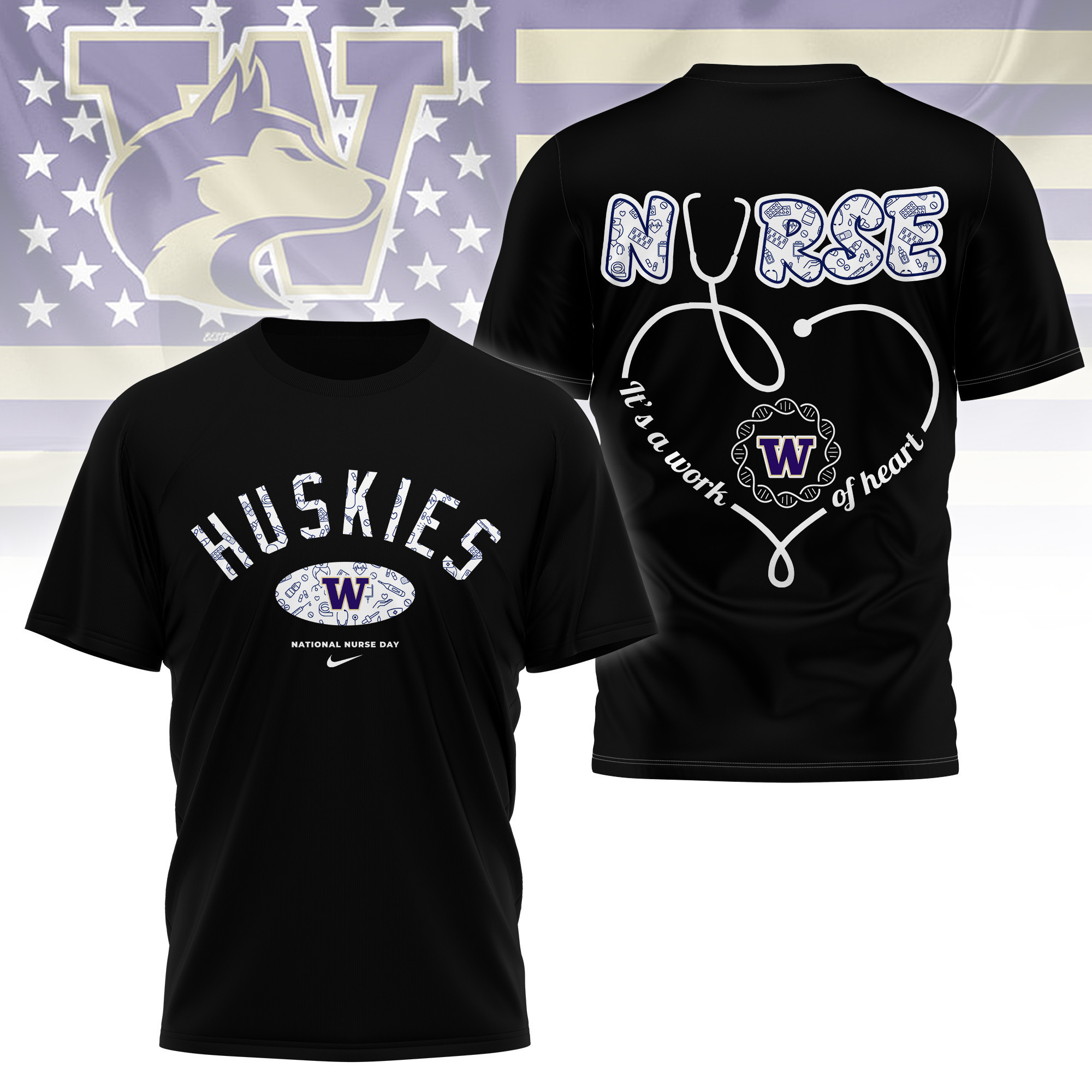Washington Huskies | Premium Nurse Appreciation Day 3D Shirt TTH2105135