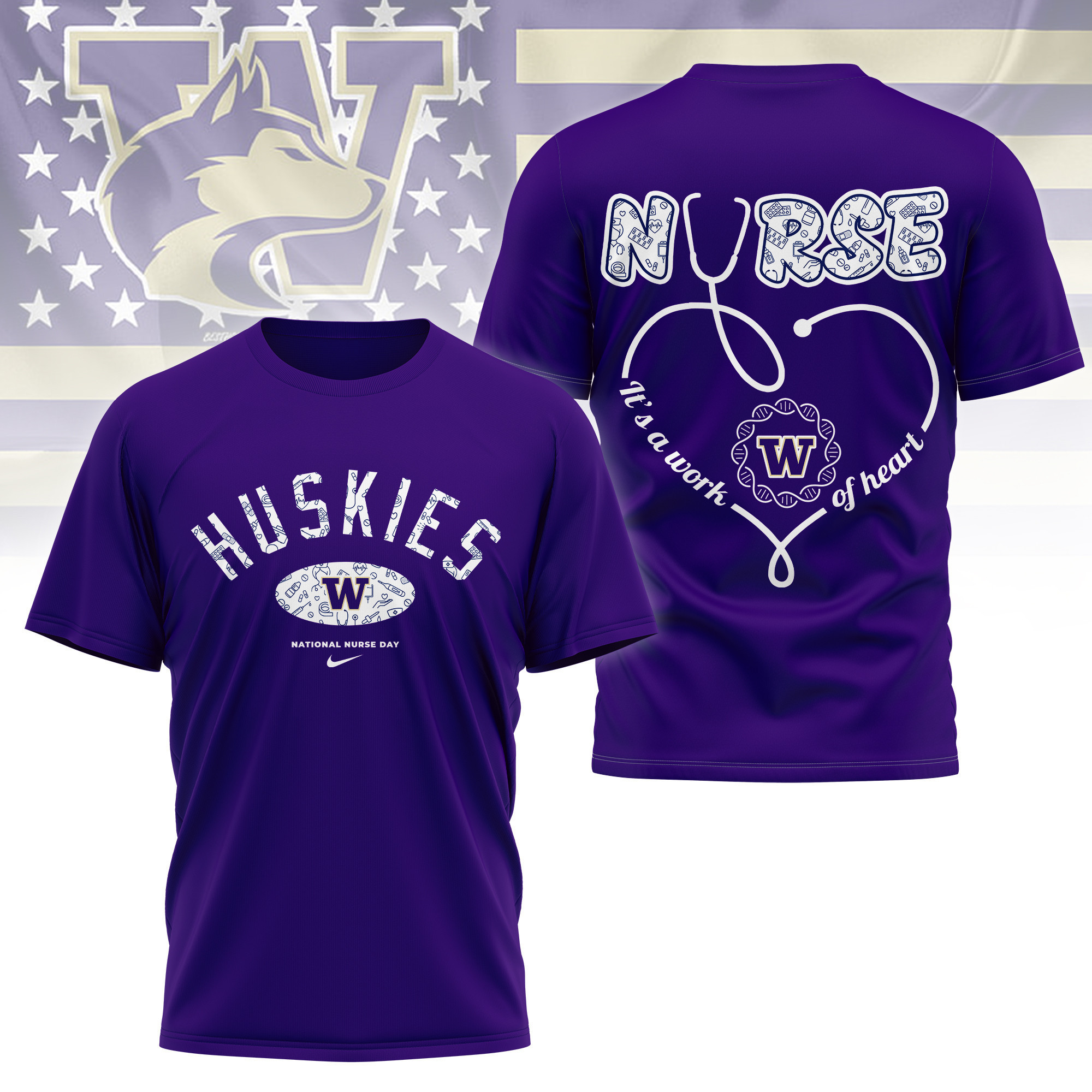 Washington Huskies | Premium Nurse Appreciation Day 3D Shirt TTH2105135 - Image 3
