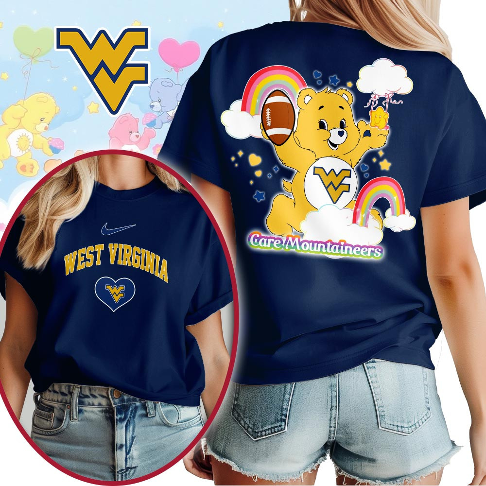 West Virginia Mountaineers | Premium NCAA Care Bears 3D T-Shirt TTH2105223 - Image 2