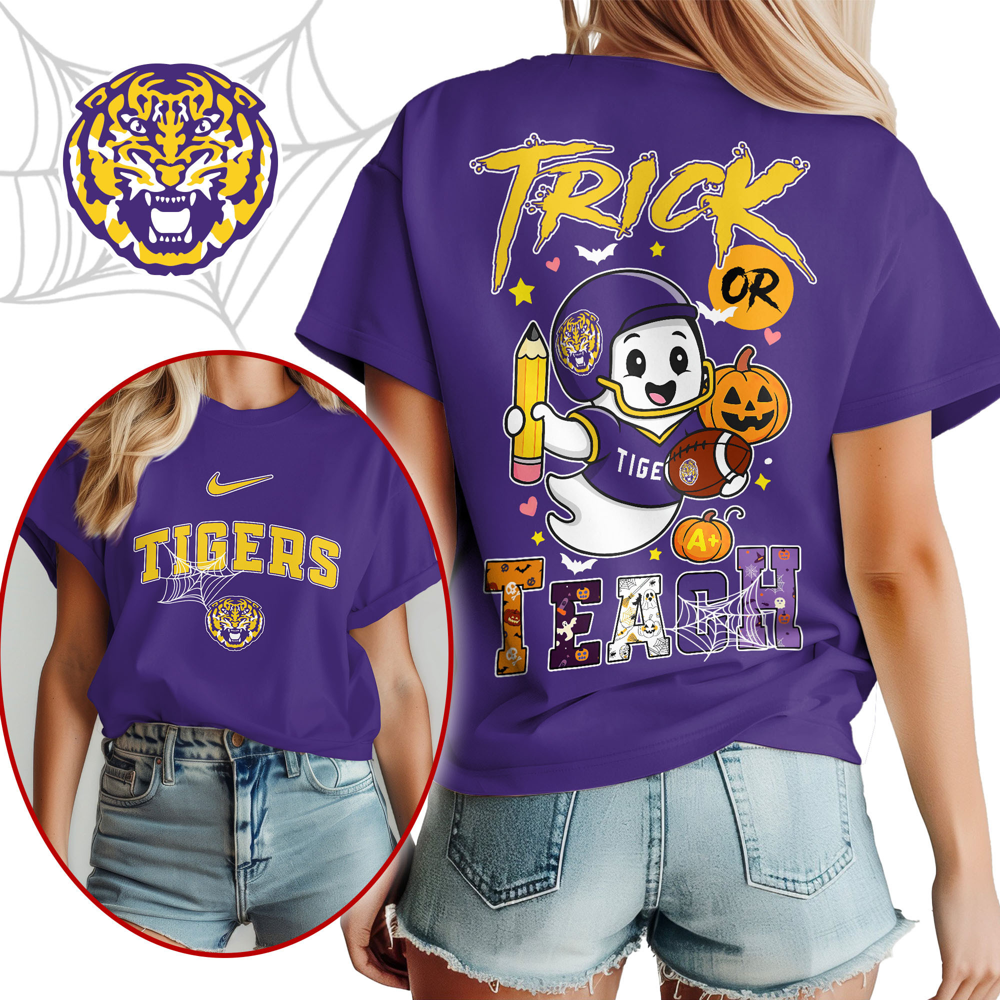 LSU Tigers | Premium NCAA Halloween Trick or Teach Women’s Shirt TTH2105228 - Image 2