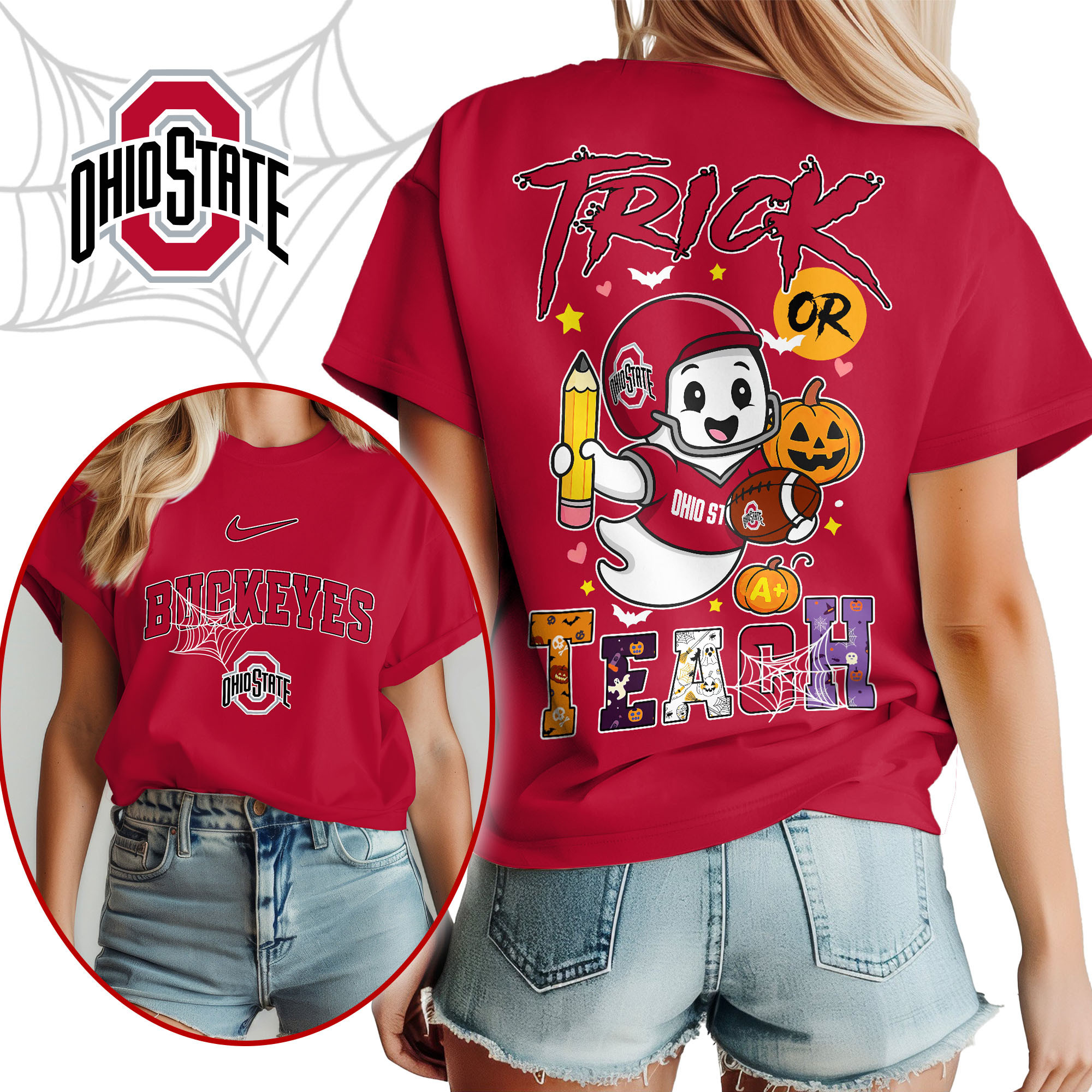 Ohio State Buckeyes | Premium NCAA Halloween Trick or Teach Women’s Shirt TTH2105228 - Image 2