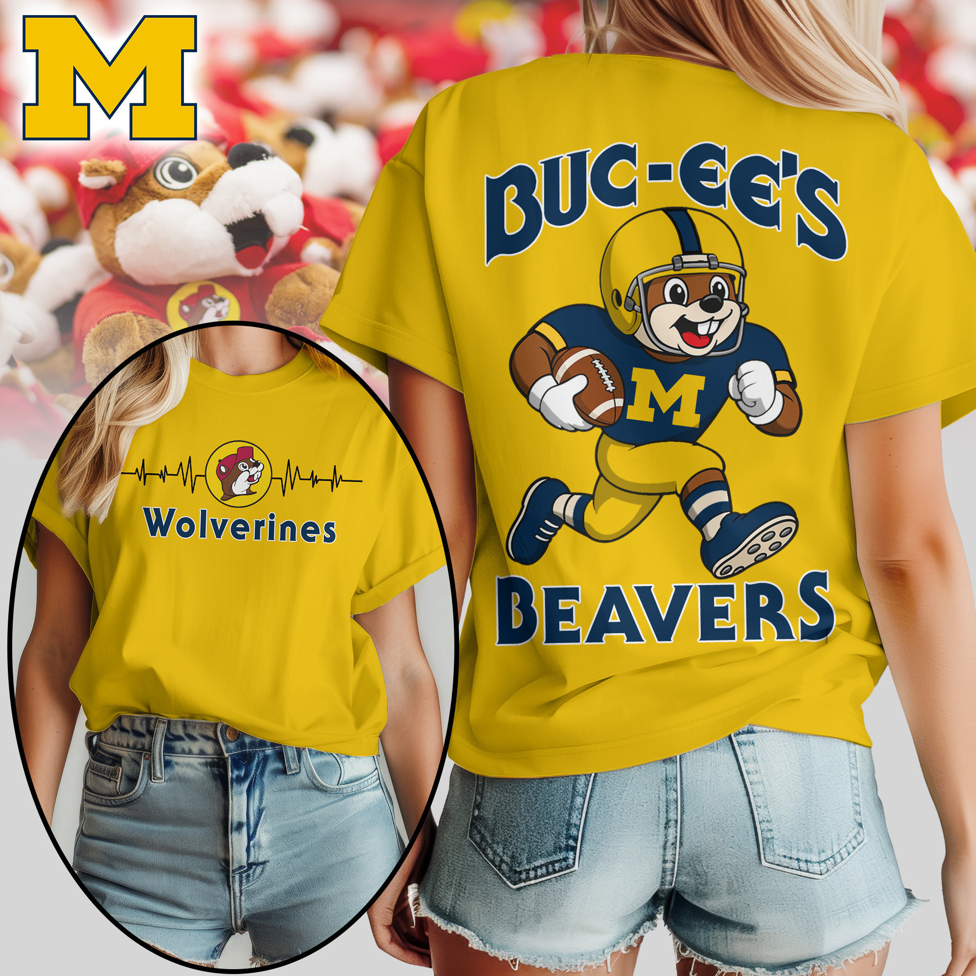 Michigan Wolverines | Premium NCAA Buc-ee’s Beavers Women’s Shirt TTH2105227 - Image 2