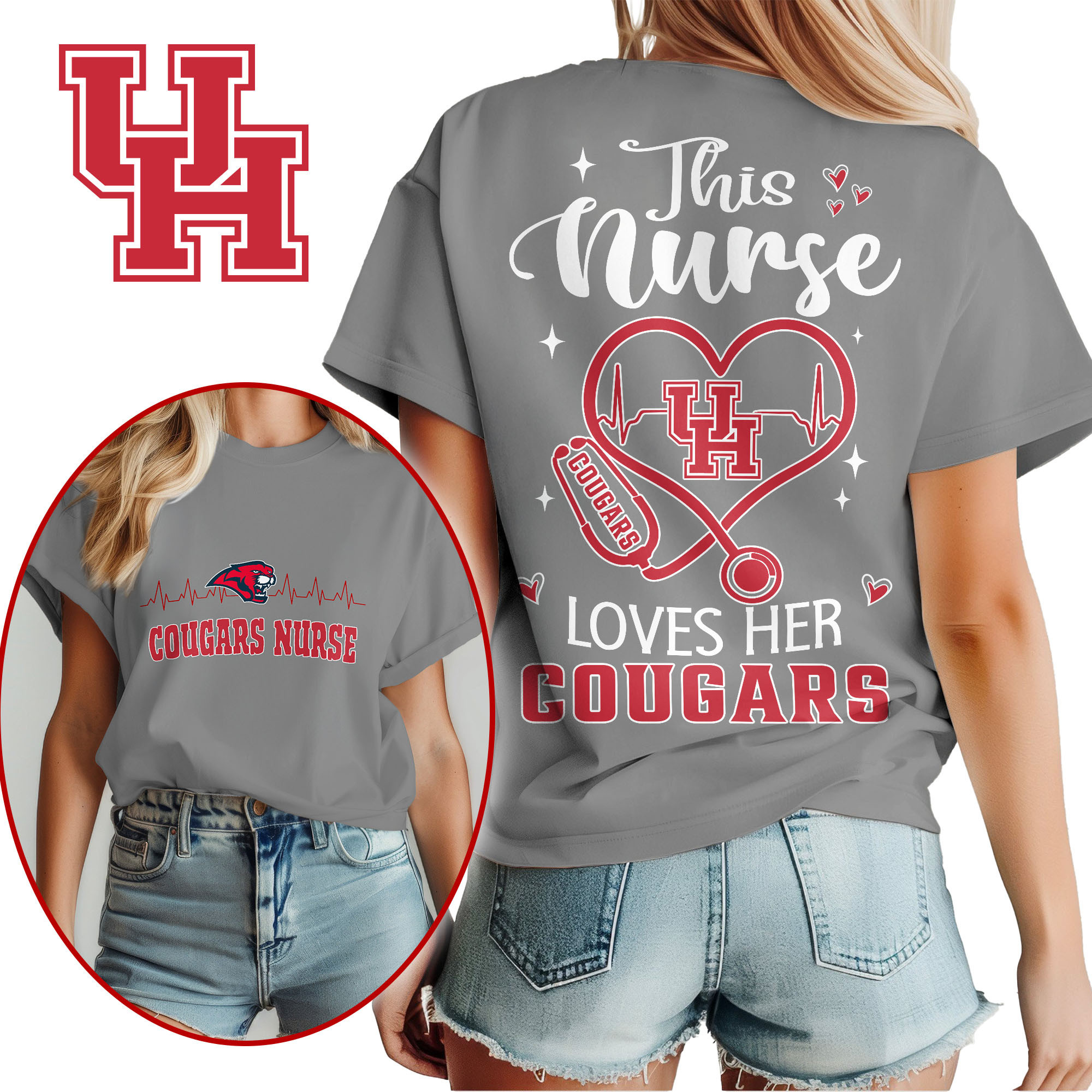 Houston Cougars | Premium Nurse Appreciation Month Women’s Shirt TTH2105224 - Image 2