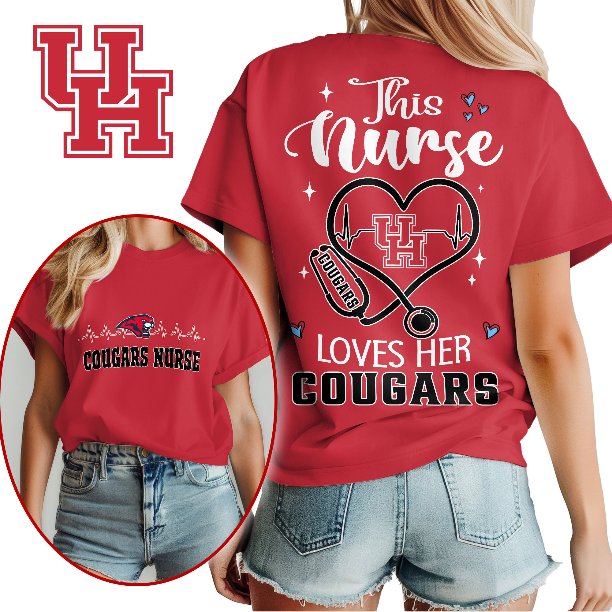Houston Cougars | Premium Nurse Appreciation Month Women’s Shirt TTH2105224 - Image 3