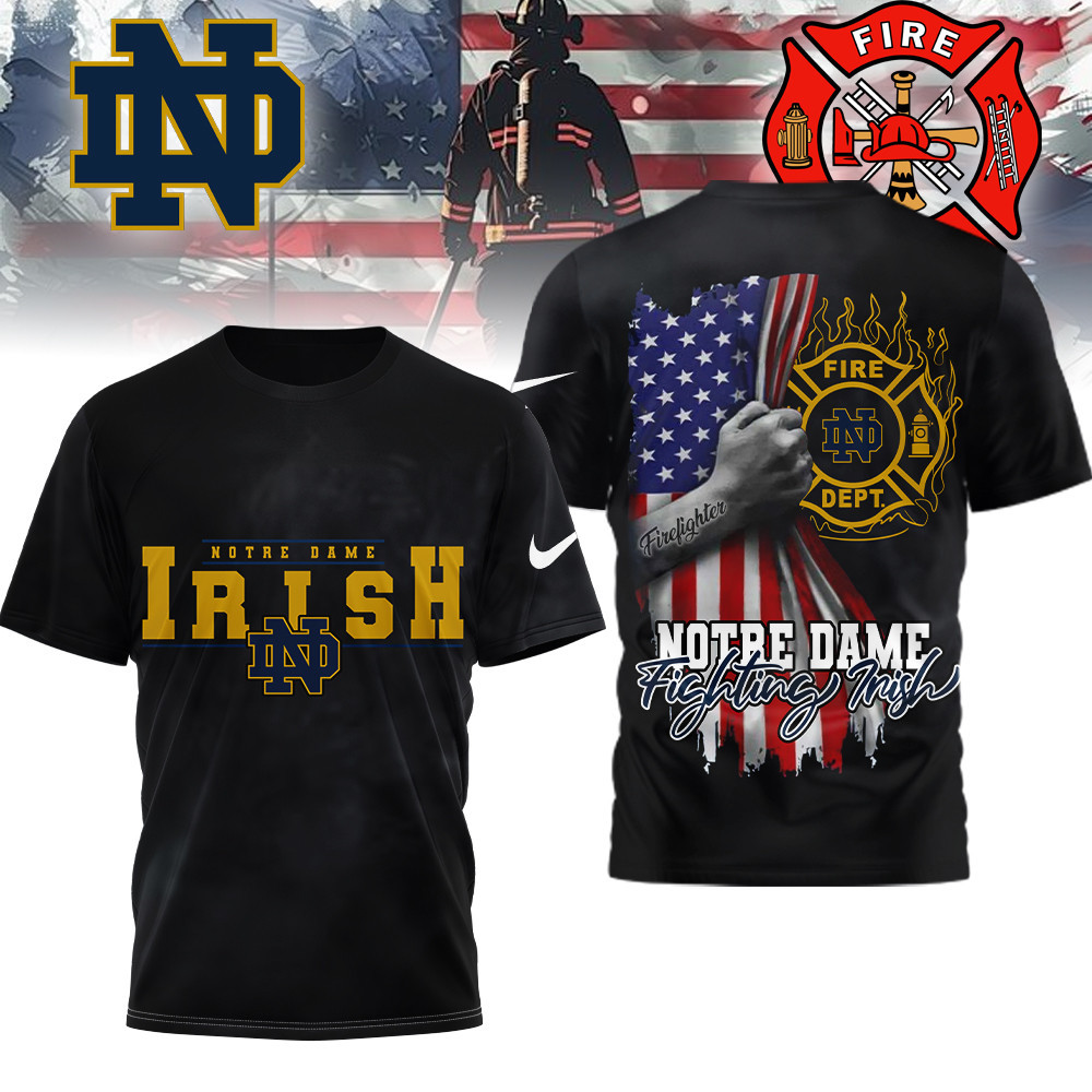 Notre Dame Fighting Irish | Premium NCAA Firefighter American Flag Shirt TTH2105230