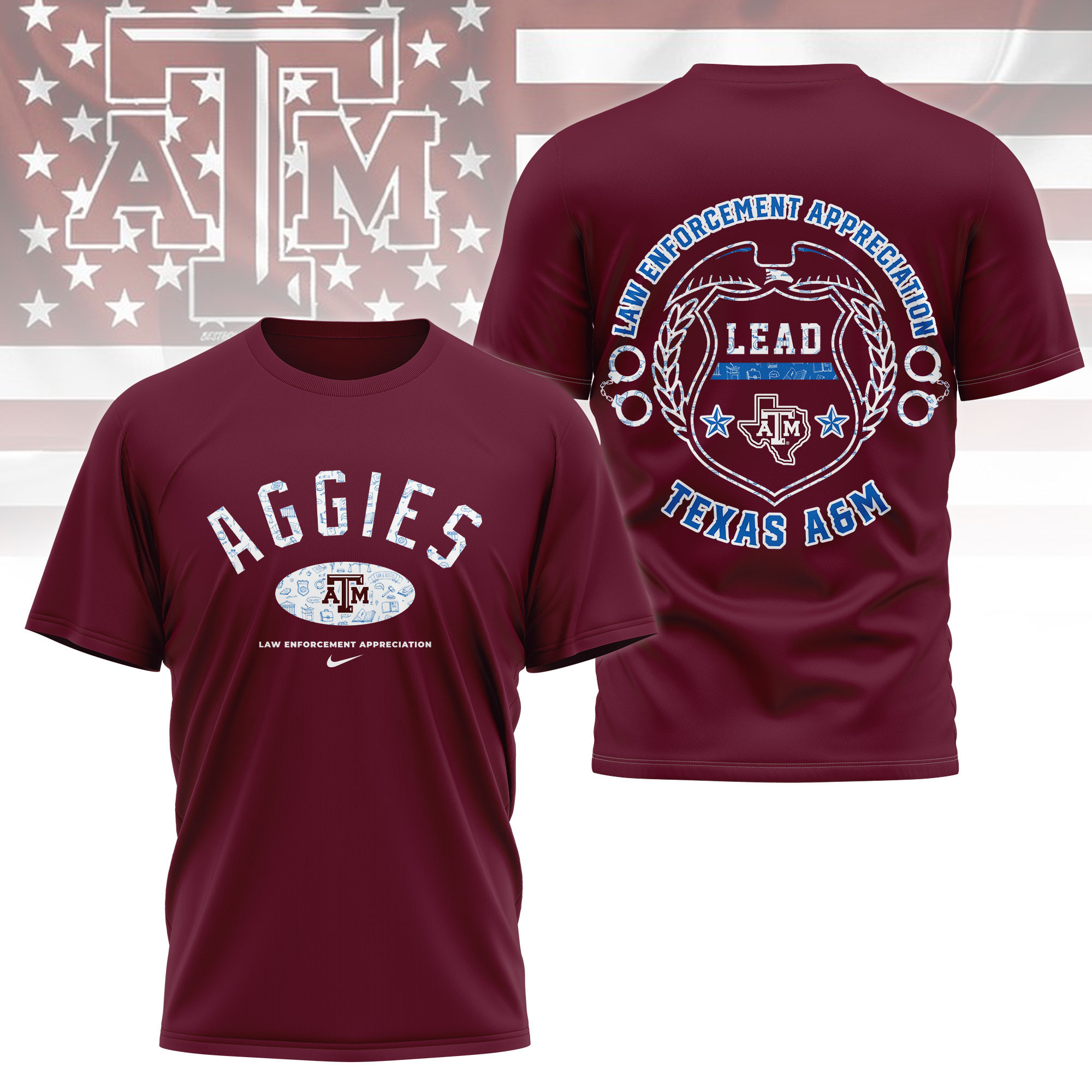 Texas A&M Aggies | Premium NCAA Law Appreciation Month 3D Shirt TTH2105332 - Image 4