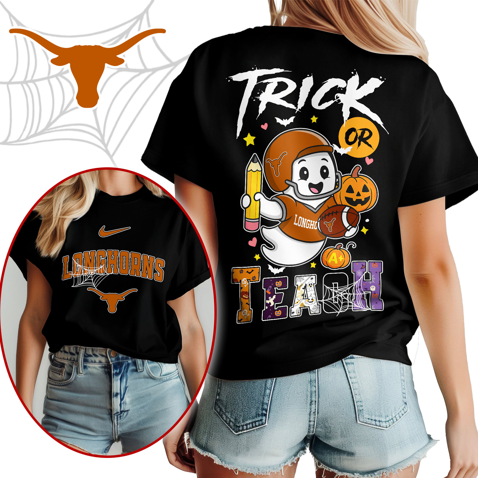 Texas Longhorns | Premium NCAA Halloween Trick or Teach Women’s Shirt TTH2105228