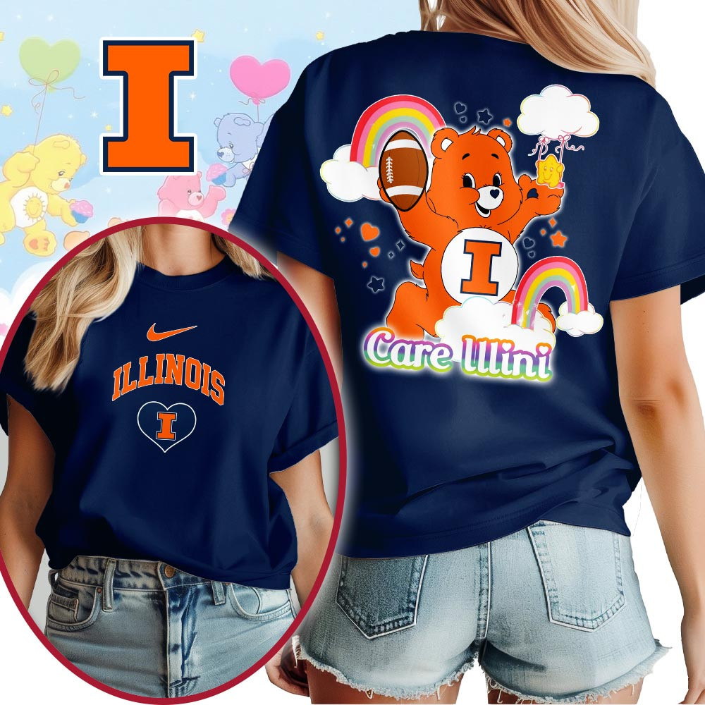 Illinois Fighting Illini | Premium NCAA Care Bears 3D T-Shirt TTH2105223 - Image 2