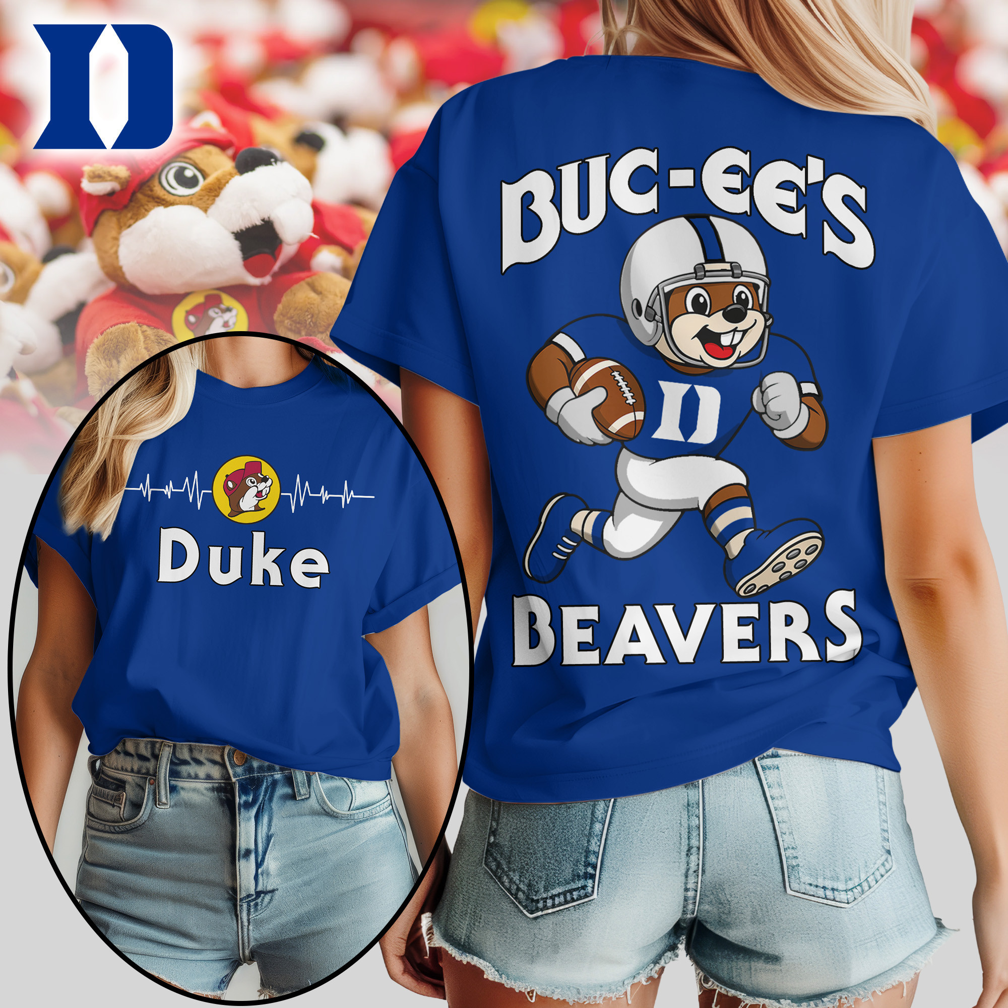 Duke Blue Devils | Premium NCAA Buc-ee’s Beavers Women’s Shirt TTH2105227 - Image 2