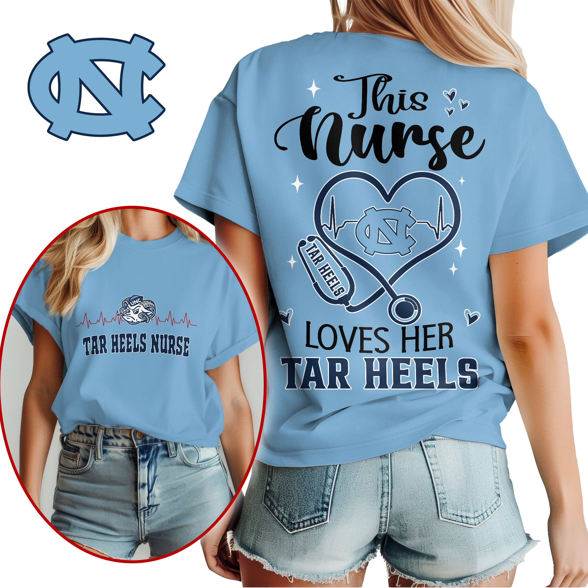 North Carolina Tar Heels | Premium Nurse Appreciation Month Women’s Shirt TTH2105224 - Image 3