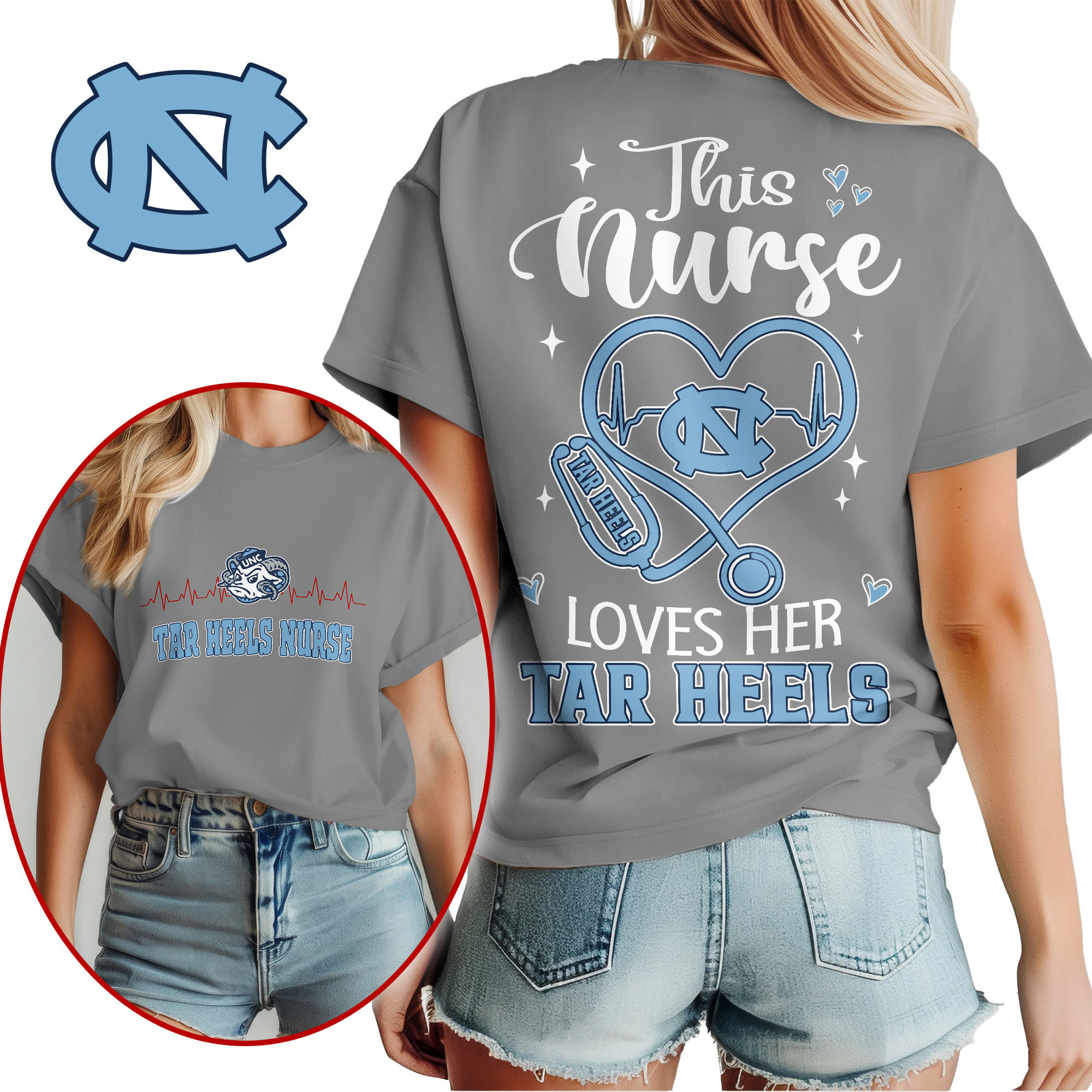 North Carolina Tar Heels | Premium Nurse Appreciation Month Women’s Shirt TTH2105224 - Image 2