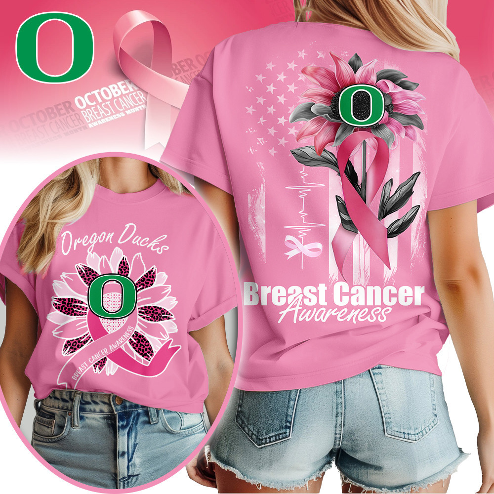Oregon Ducks | Premium NCAA Breast Cancer Sunflowers 3D Shirt TTH2105242