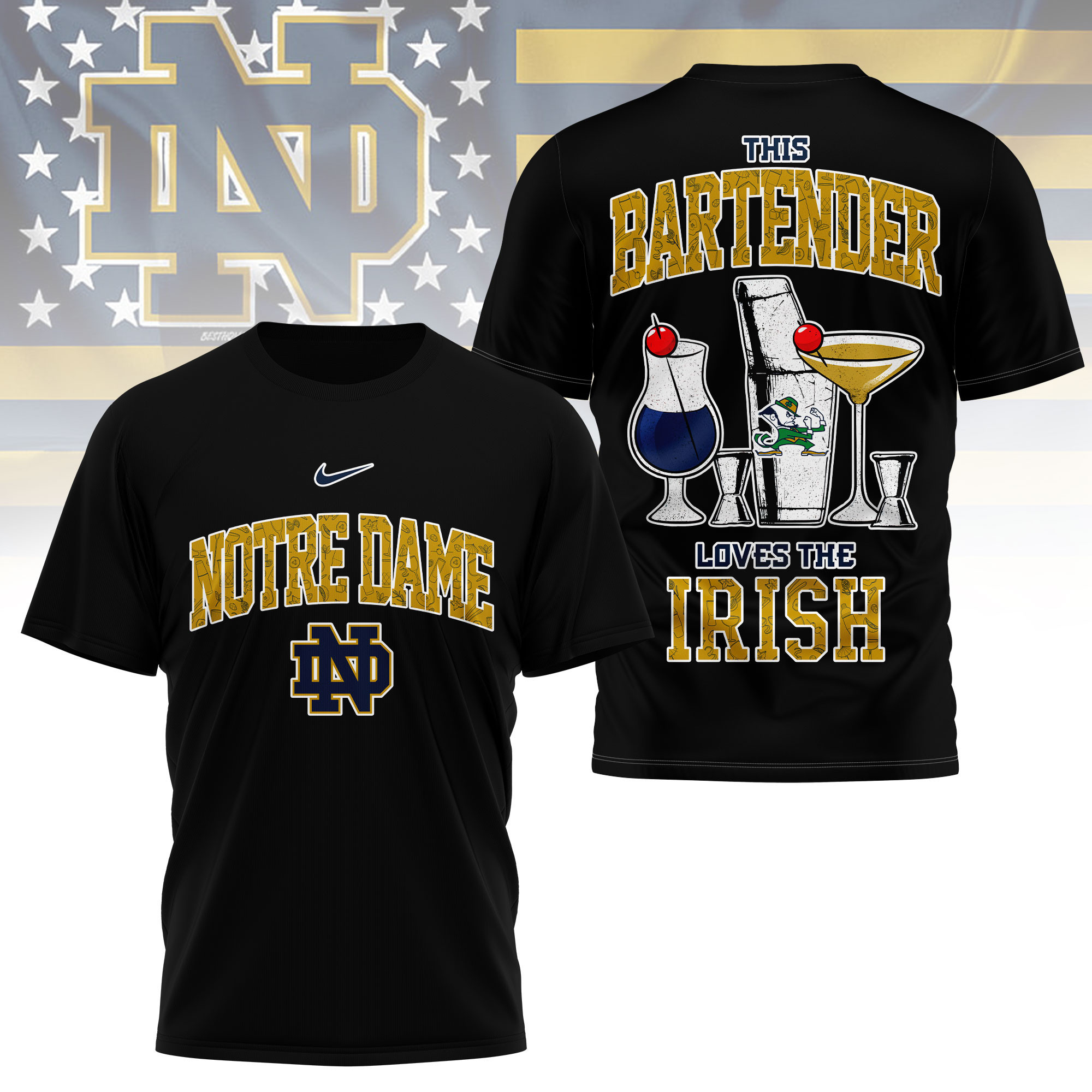 Notre Dame Fighting Irish | Premium NCAA Bartender Fan 3D Shirt TTH2105243