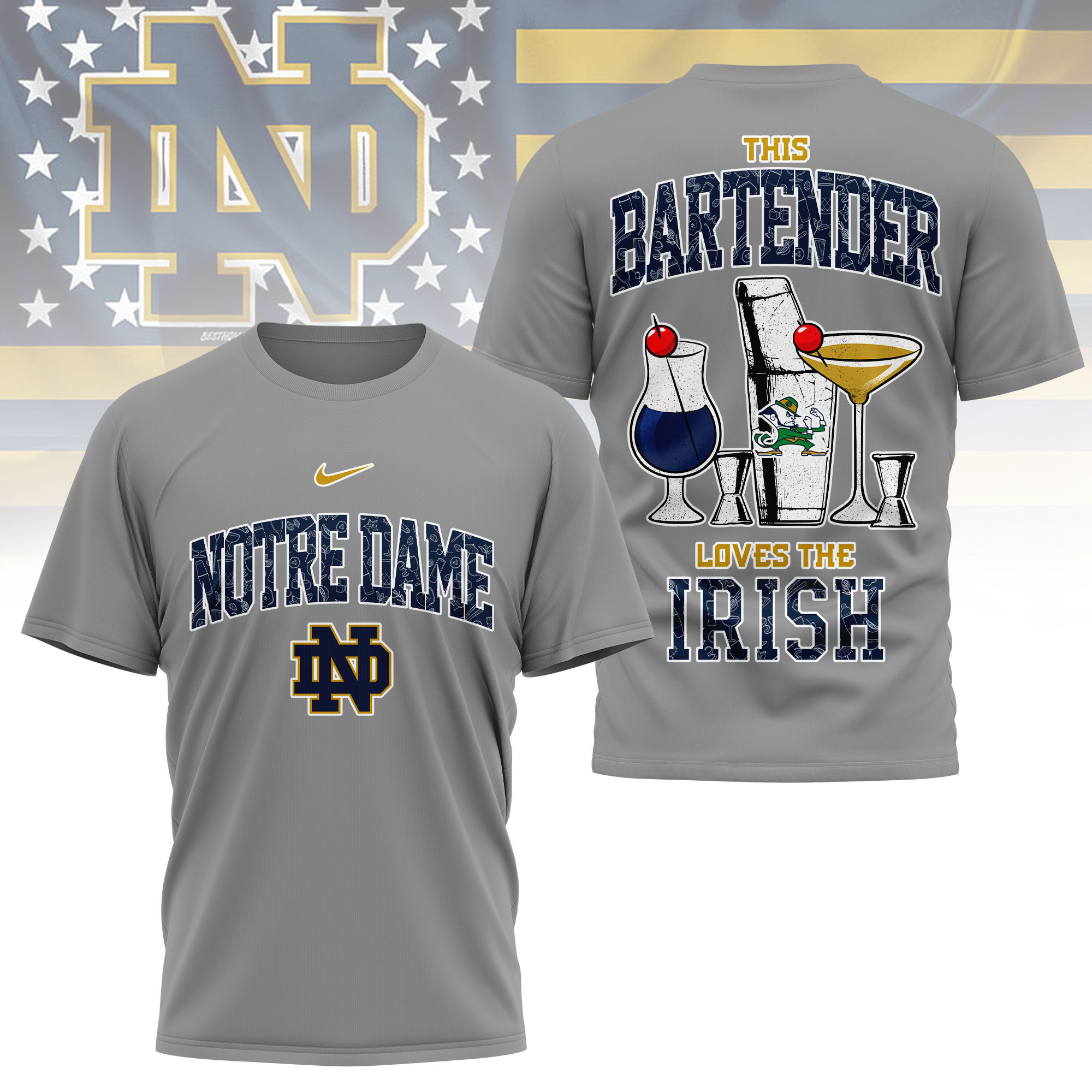 Notre Dame Fighting Irish | Premium NCAA Bartender Fan 3D Shirt TTH2105243 - Image 2