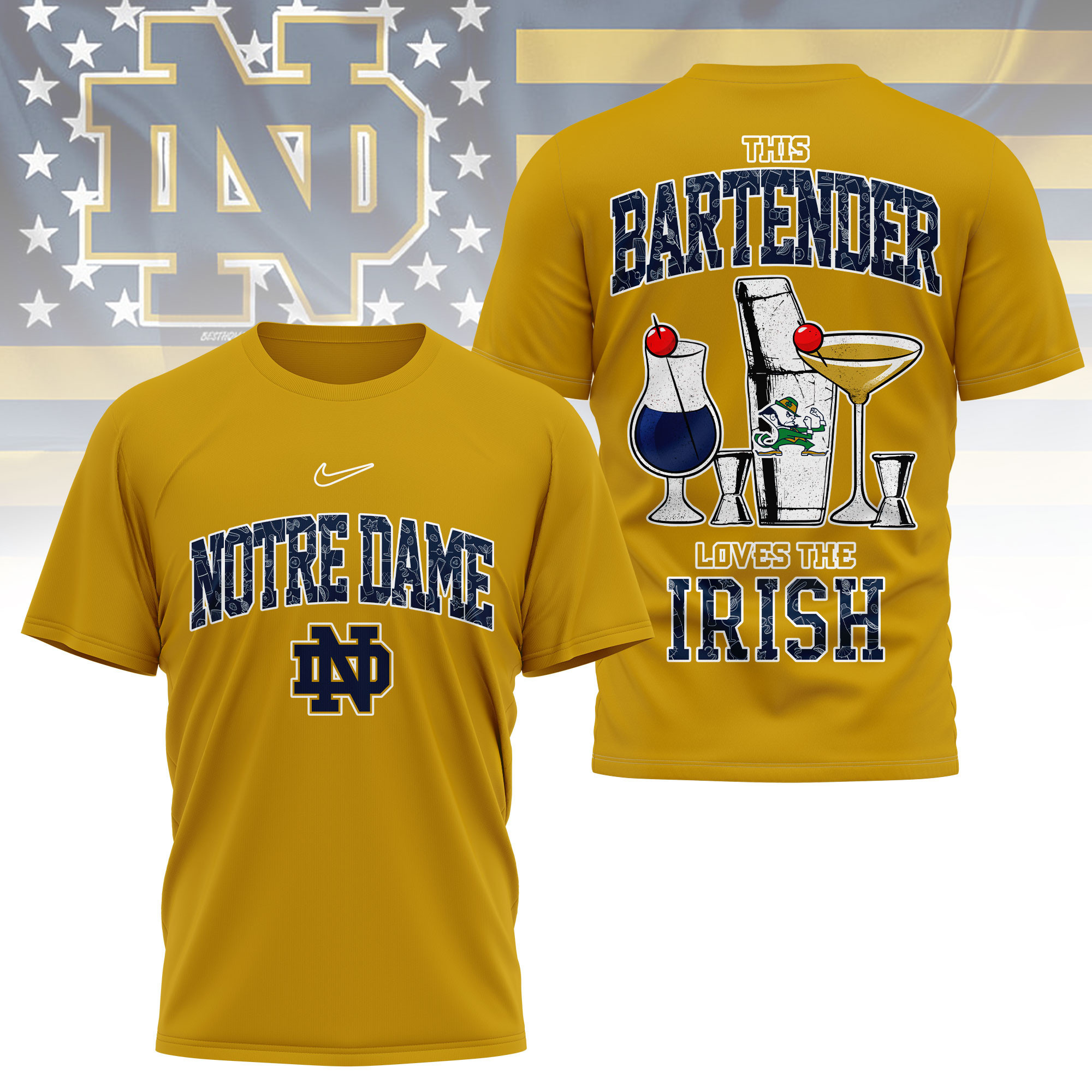 Notre Dame Fighting Irish | Premium NCAA Bartender Fan 3D Shirt TTH2105243 - Image 3