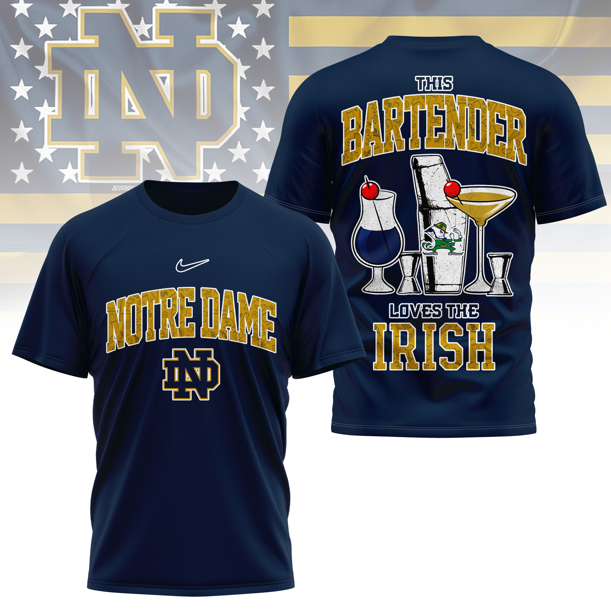 Notre Dame Fighting Irish | Premium NCAA Bartender Fan 3D Shirt TTH2105243 - Image 4