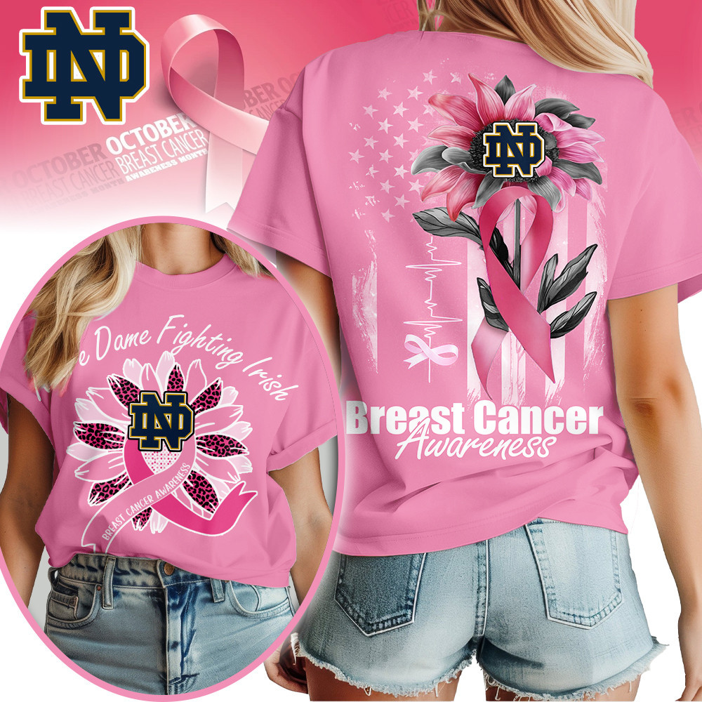 Notre Dame Fighting Irish | Premium NCAA Breast Cancer Sunflowers 3D Shirt TTH2105242