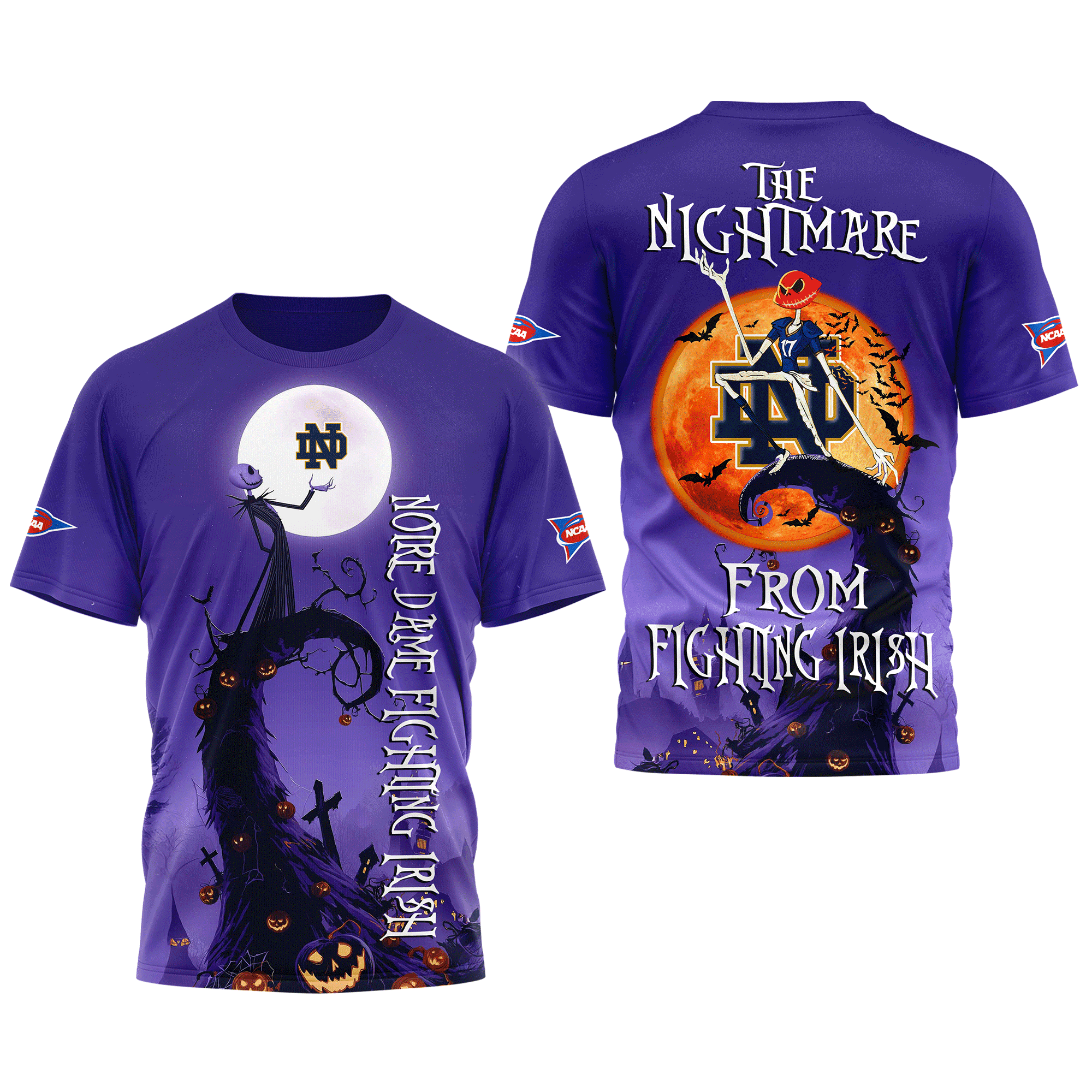 Notre Dame Fighting Irish | Premium NCAA Halloween The Nightmare 3D Shirt TTH2105225