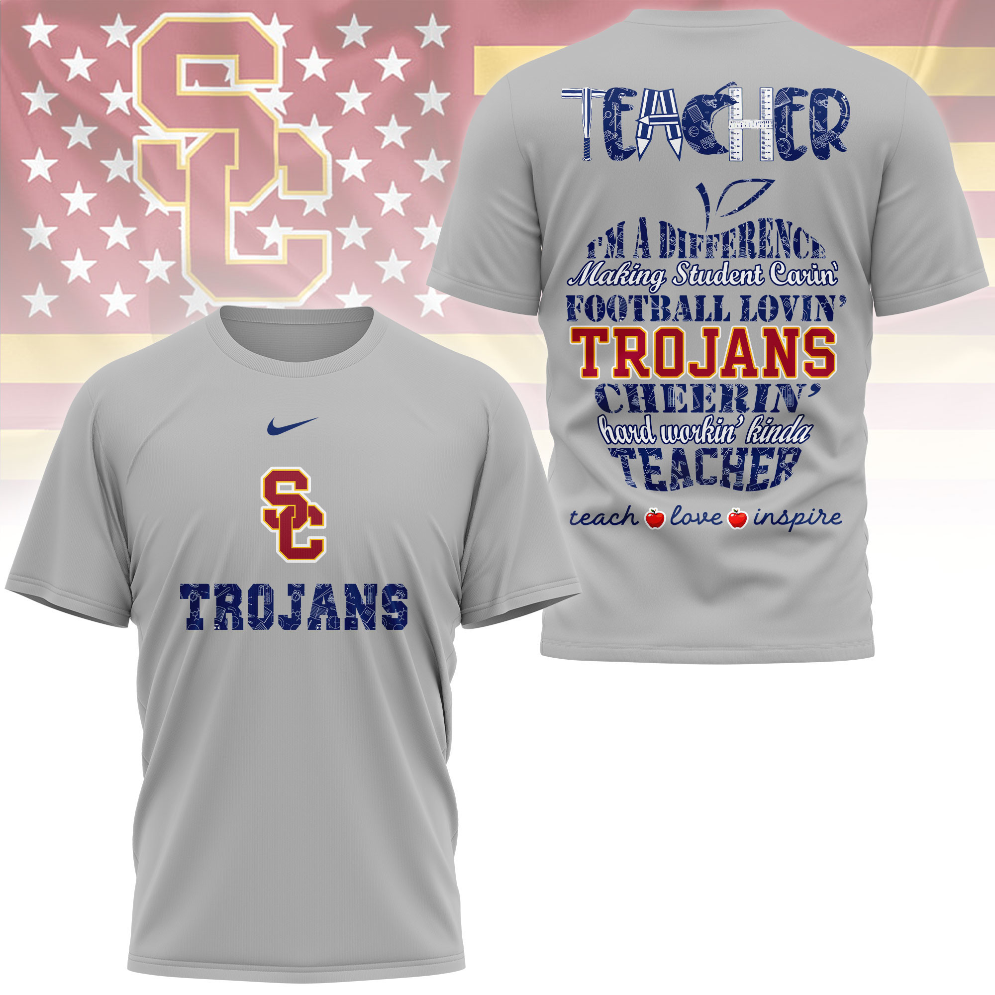 Troy Trojans | Premium Teacher Pride 3D Shirt TTH2105261 - Image 2