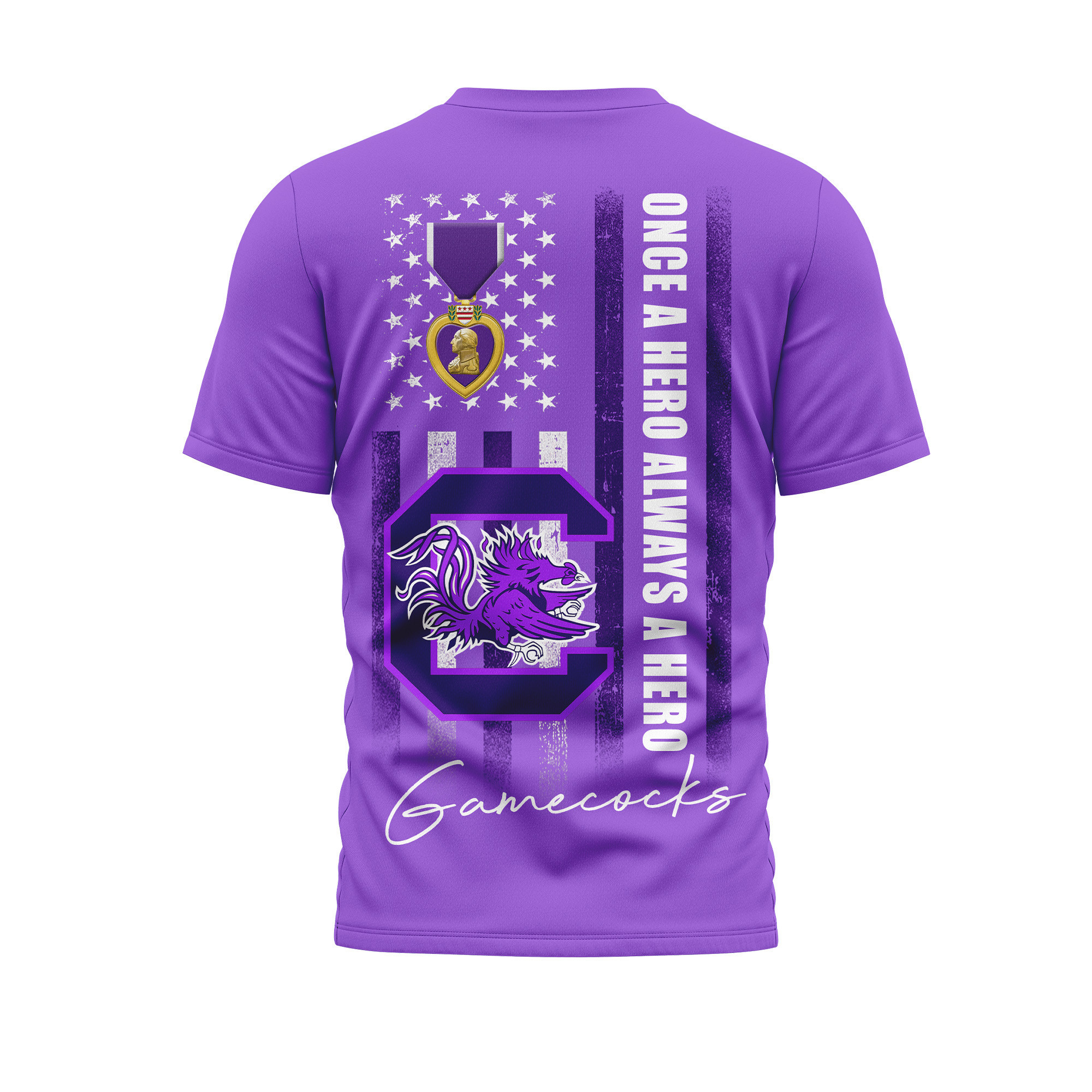 South Carolina Gamecocks | Premium NCAA Purple Heart Day 3D Shirt TTH2105246 - Image 2