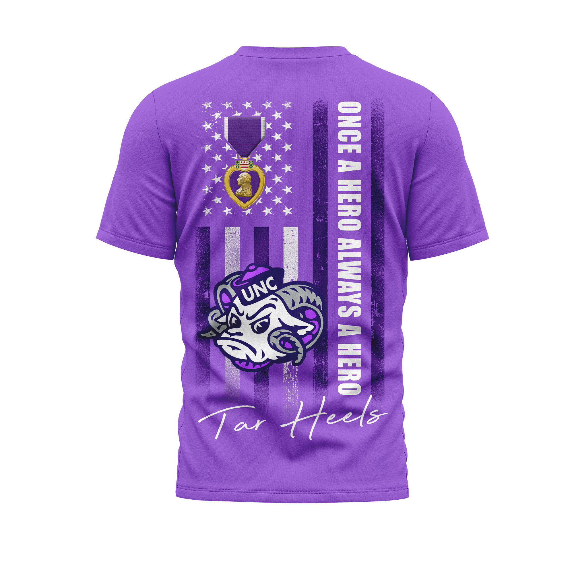 North Carolina Tar Heels | Premium NCAA Purple Heart Day 3D Shirt TTH2105246 - Image 2