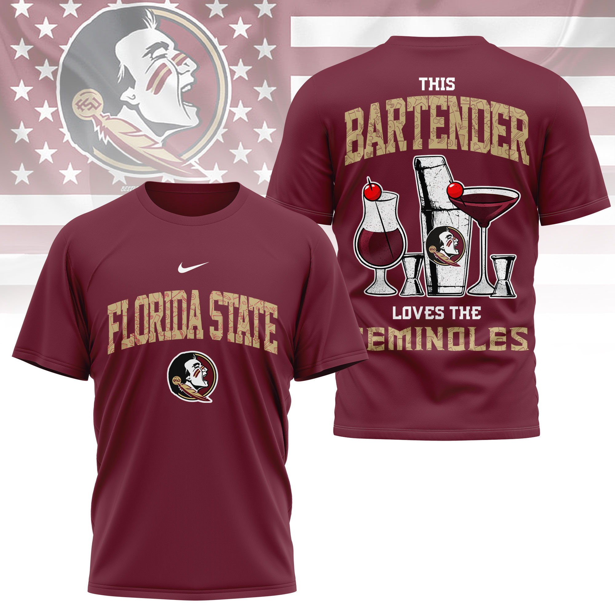 Florida State Seminoles | Premium NCAA Bartender Fan 3D Shirt TTH2105243 - Image 3