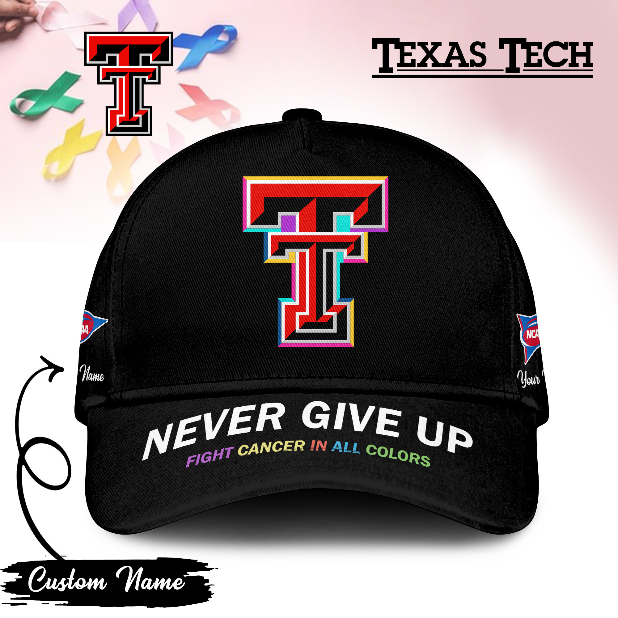 Texas Tech Red Raiders | Premium Classic Cap Fight Cancer In All Colors TTH2105252 - Image 2
