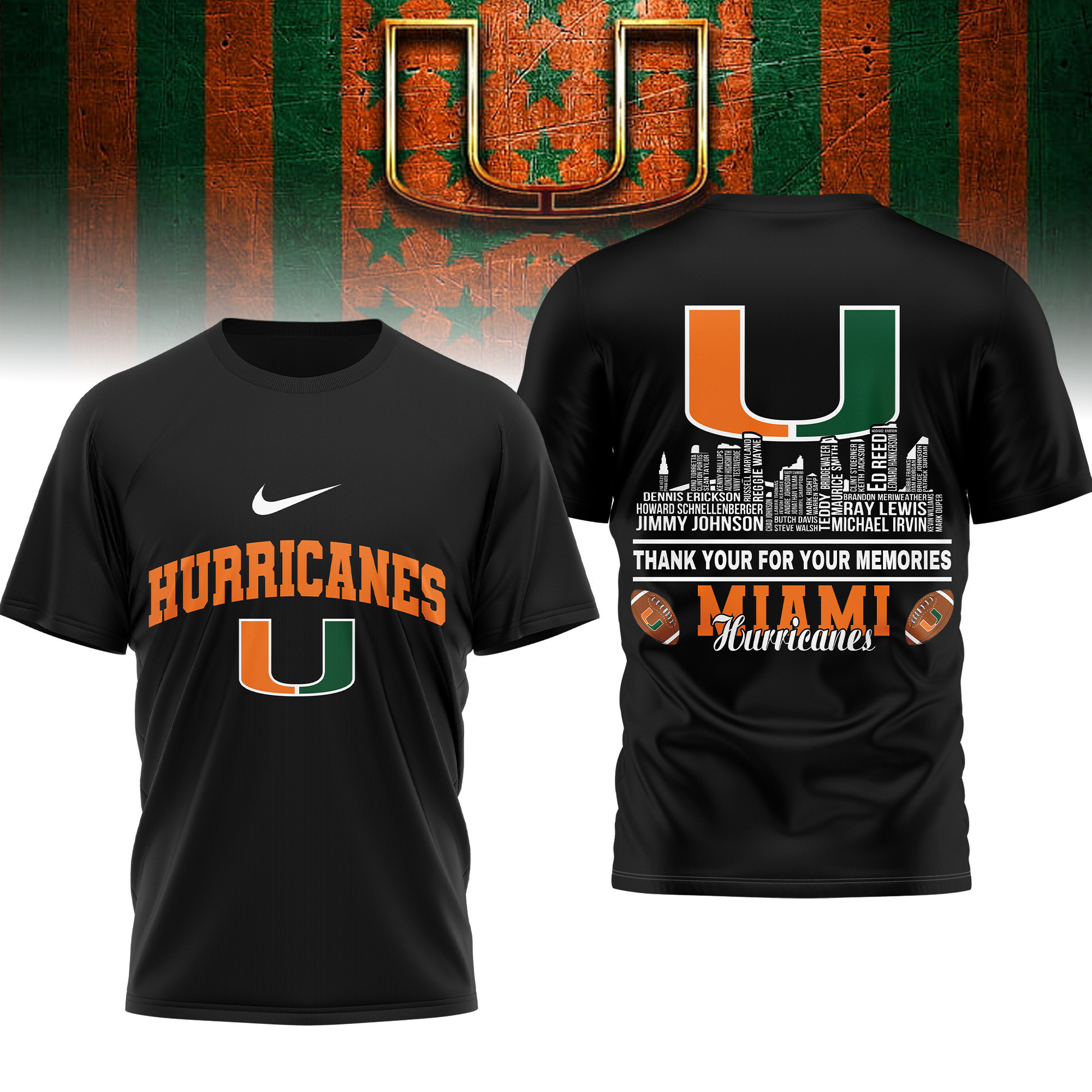 Miami Hurricanes | Premium Legends of the Game 3D Shirt TTH2105263